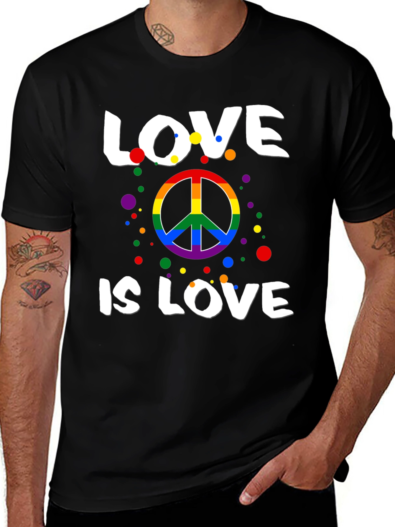 Love is Love Rainbow Peace Sign T-Shirt