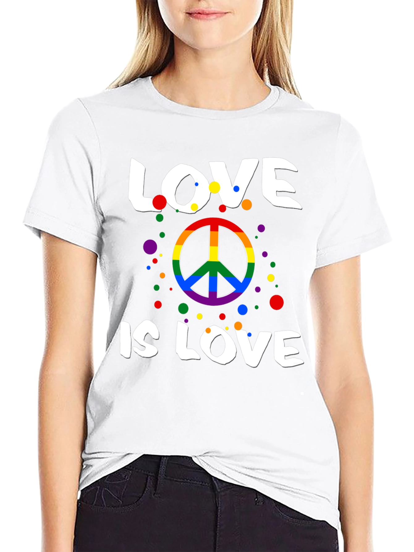 Love is Love Rainbow Peace Sign T-Shirt