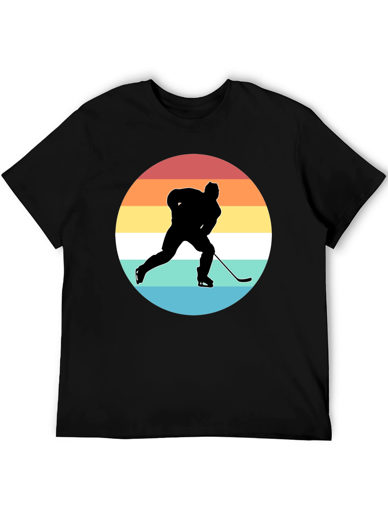 Hockey Player Silhouette Retro Style T-Shirt
