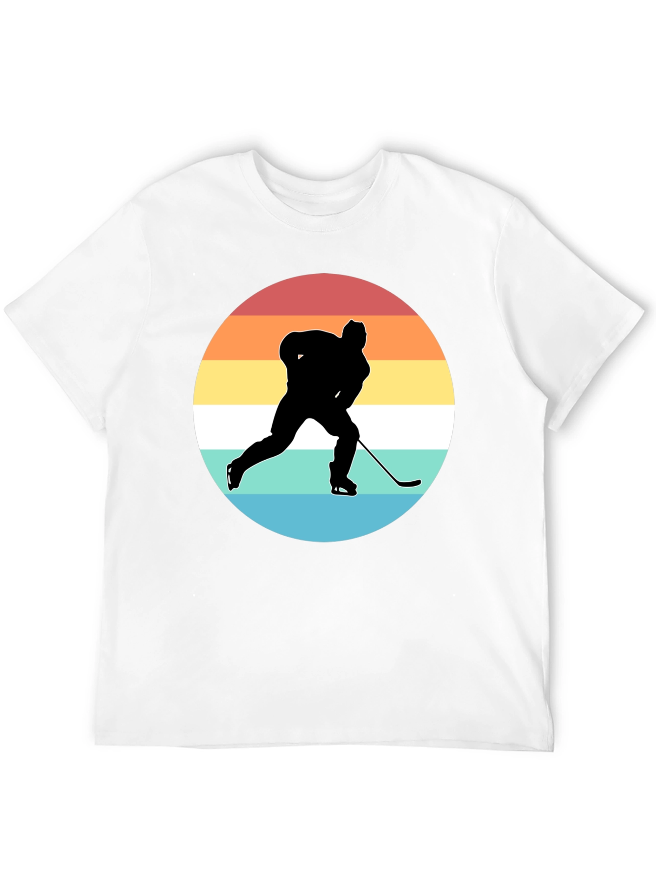 Hockey Player Silhouette Retro Style T-Shirt