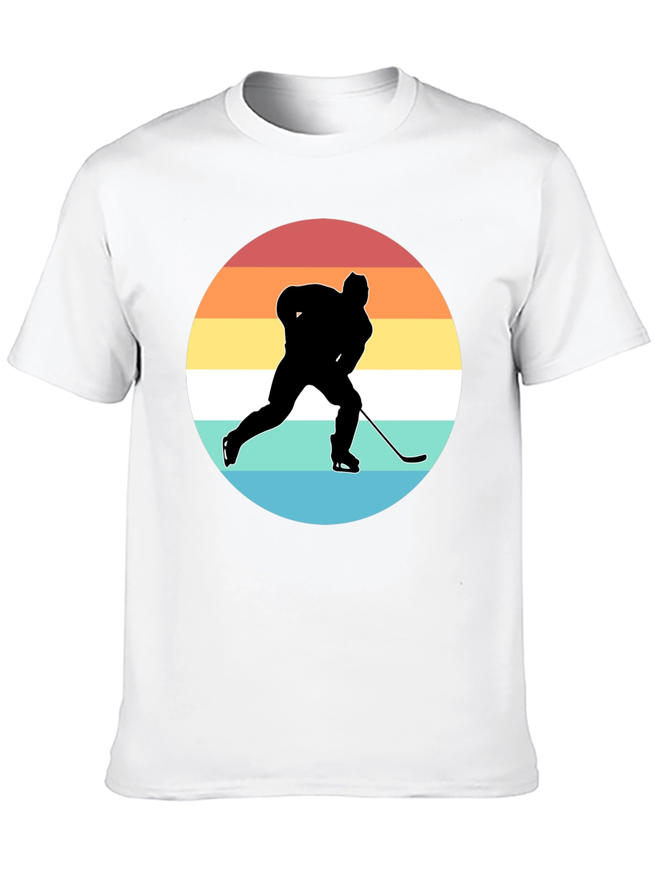 Hockey Player Silhouette Retro Style T-Shirt