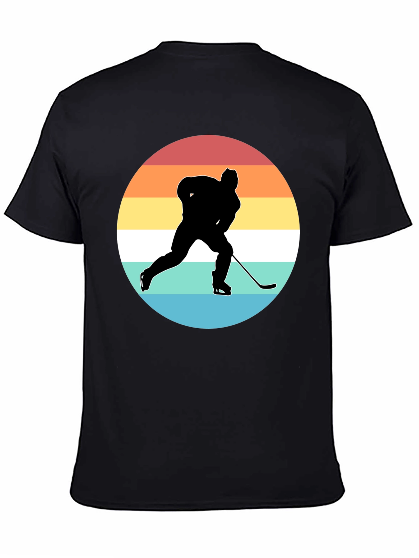 Hockey Player Silhouette Retro Style T-Shirt