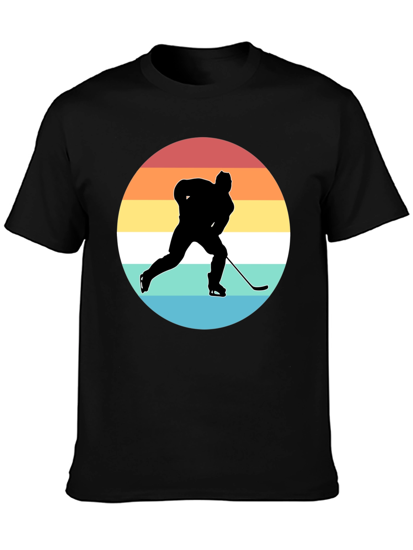 Hockey Player Silhouette Retro Style T-Shirt
