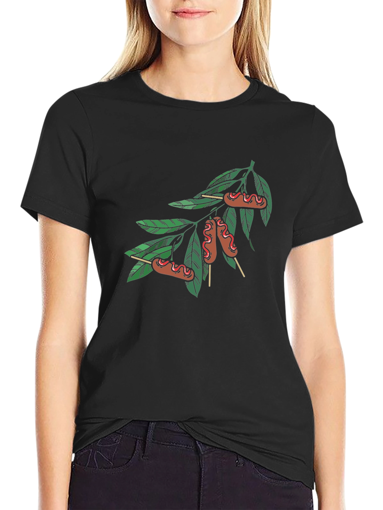 Novelty Sausage Tree Black T-Shirt