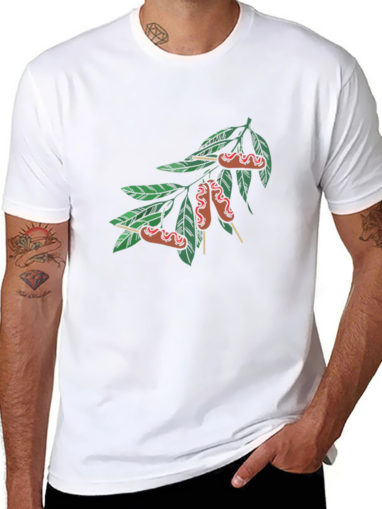 Novelty Sausage Tree Black T-Shirt