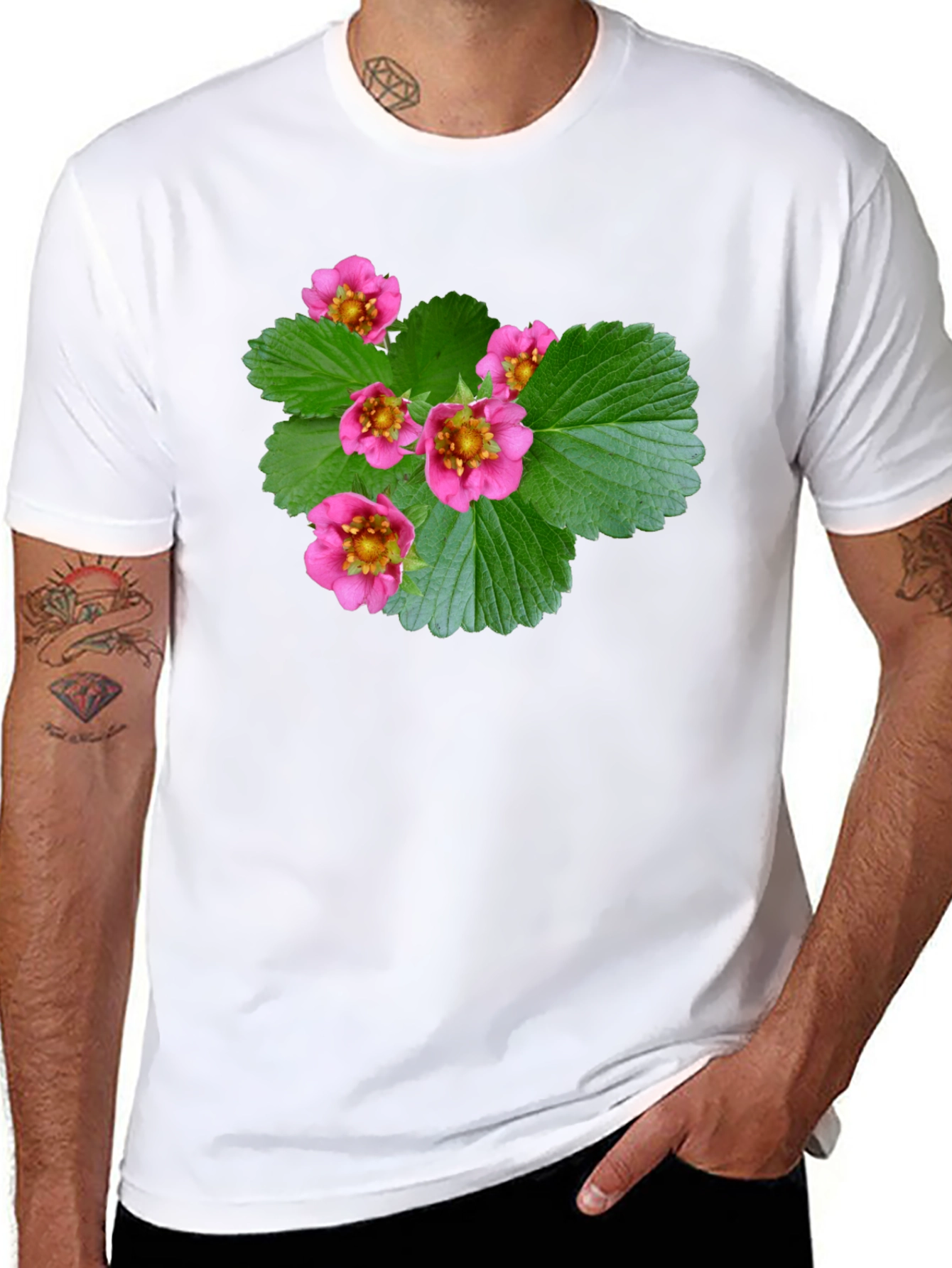Floral Print Black T-Shirt - Nature Inspired Design