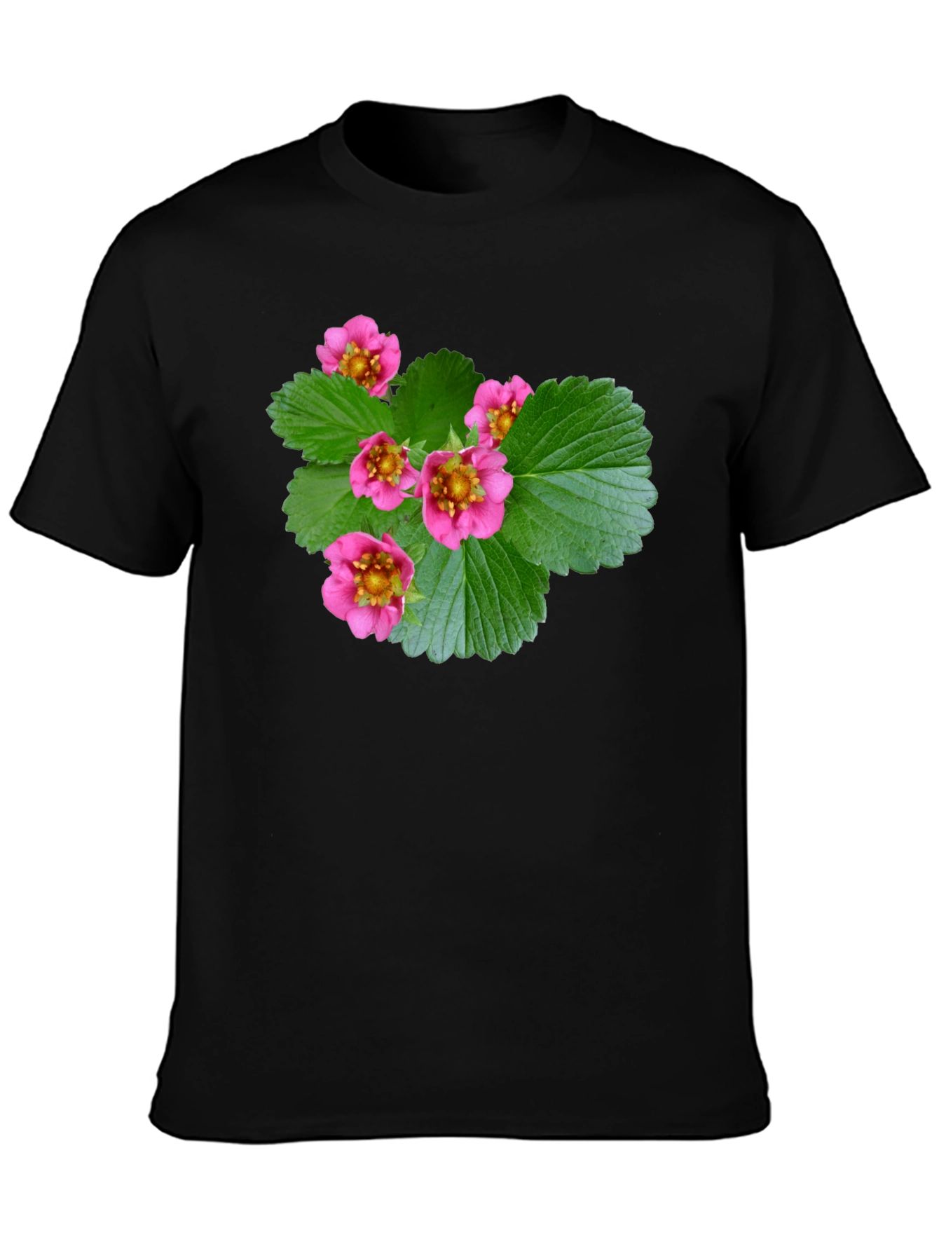 Floral Print Black T-Shirt - Nature Inspired Design
