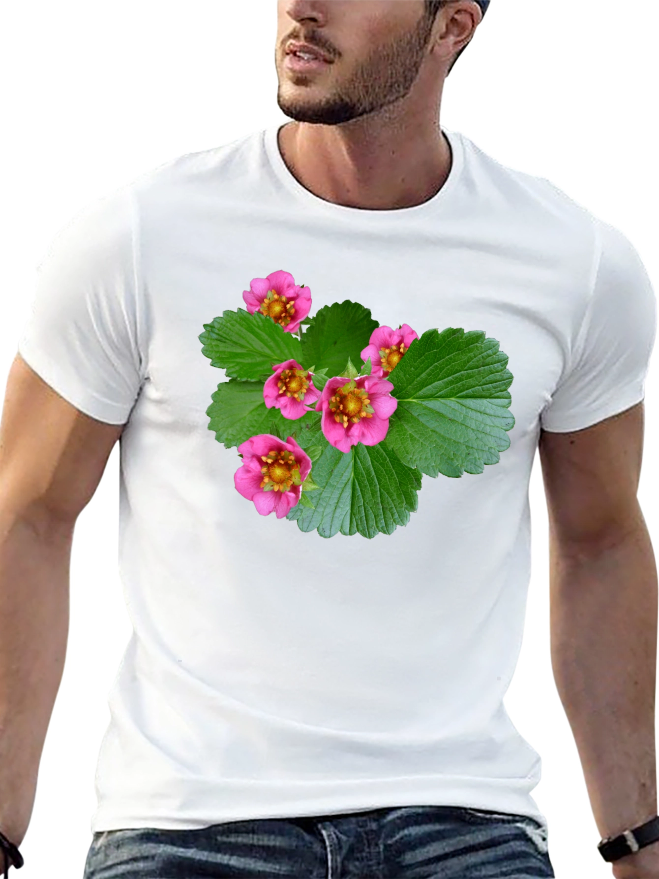 Floral Print Black T-Shirt - Nature Inspired Design