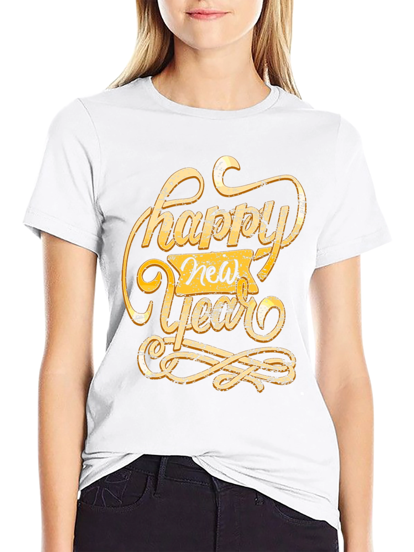 Happy New Year Graphic Tee - Black