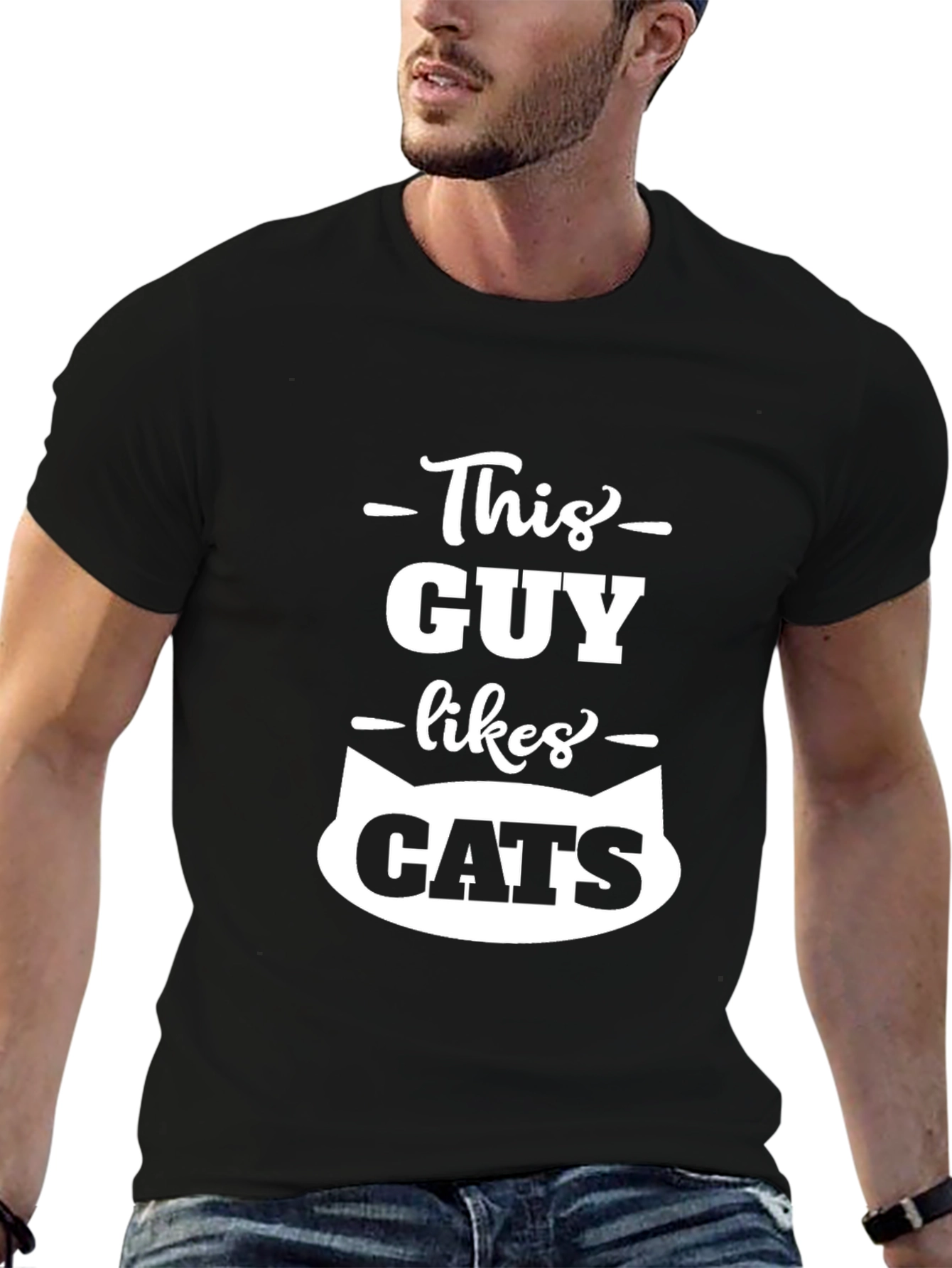 This Guy Likes Cats T-Shirt - Black