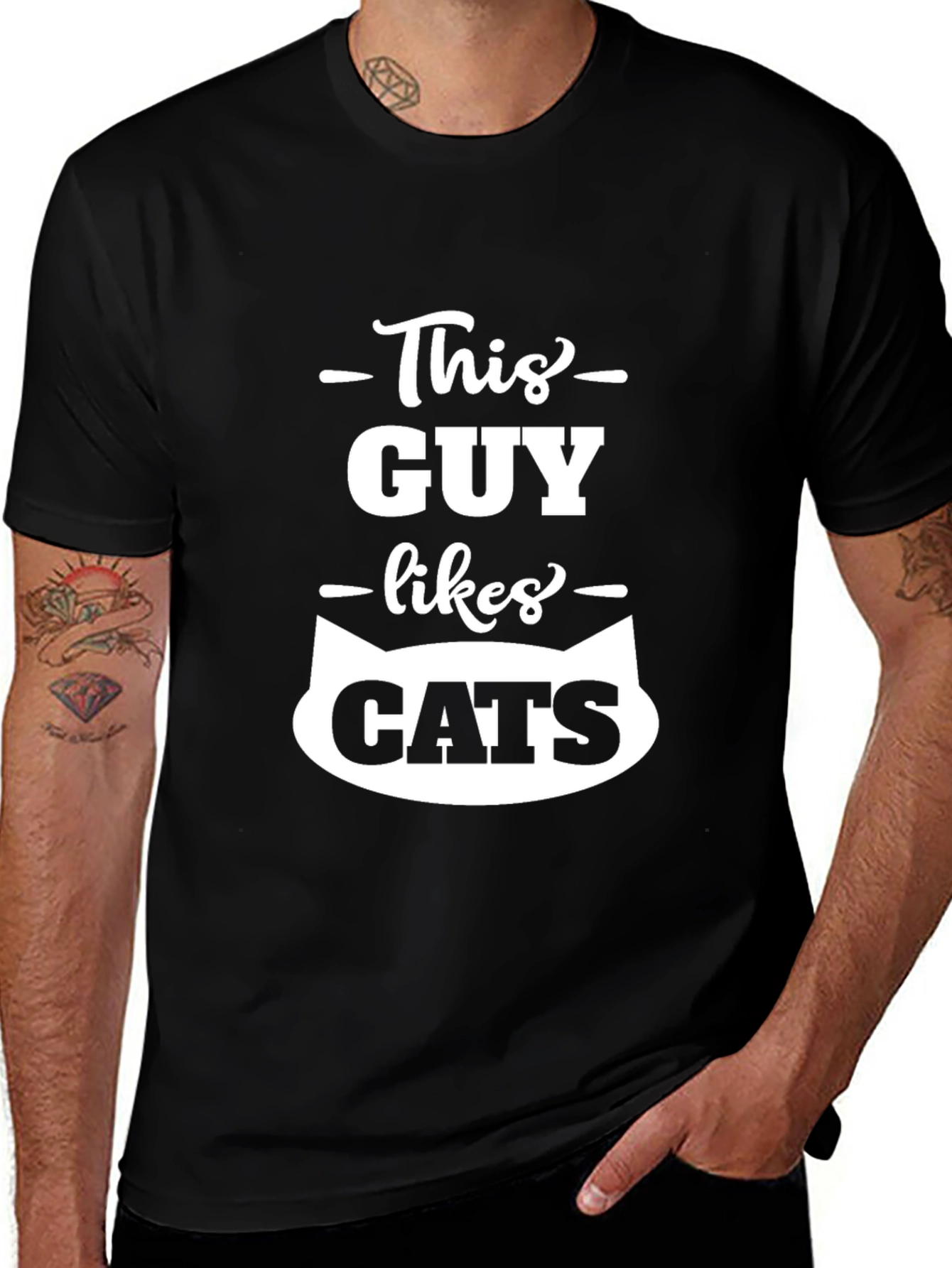 This Guy Likes Cats T-Shirt - Black