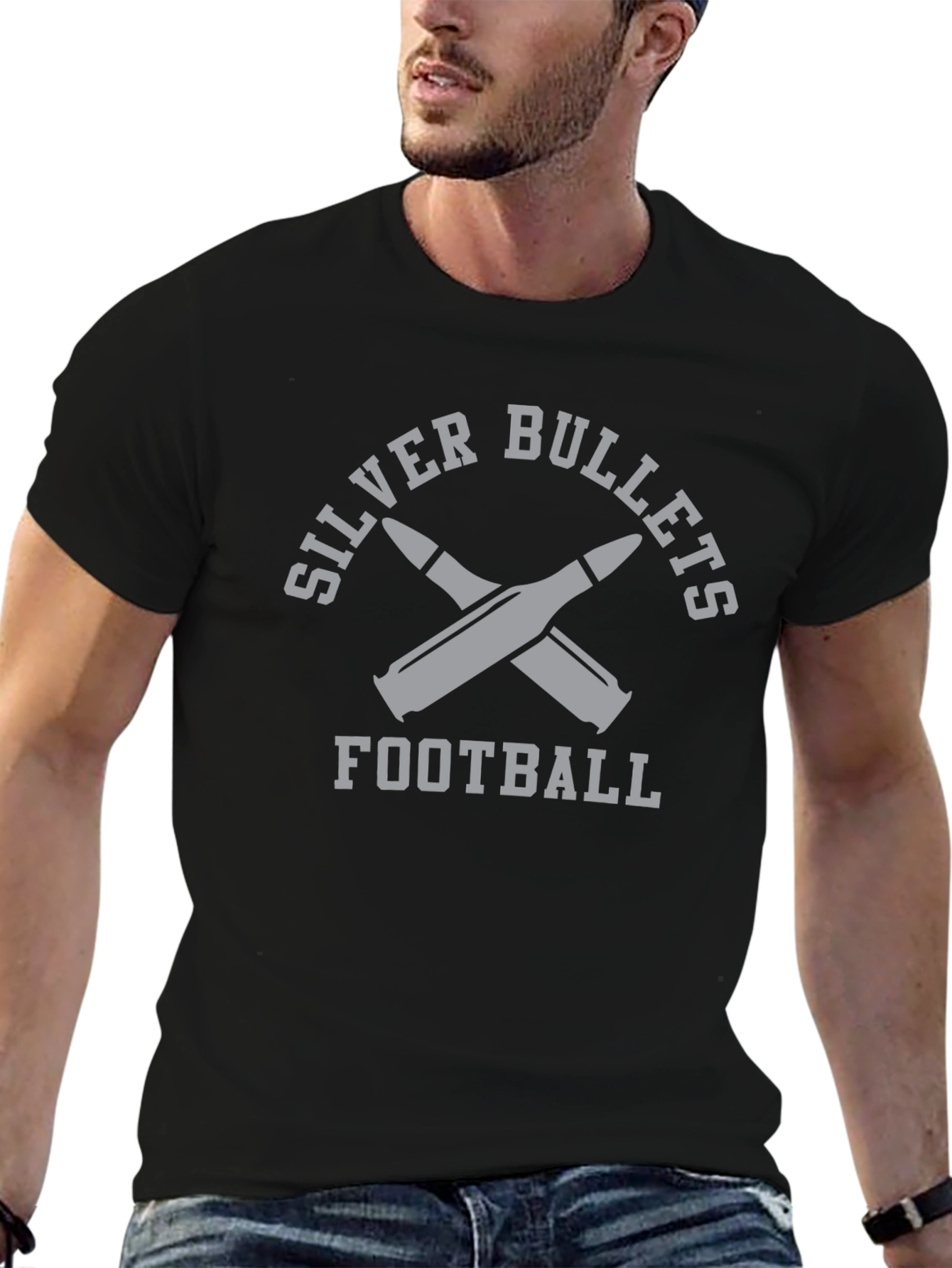 Silver Bullets Football Black T-Shirt
