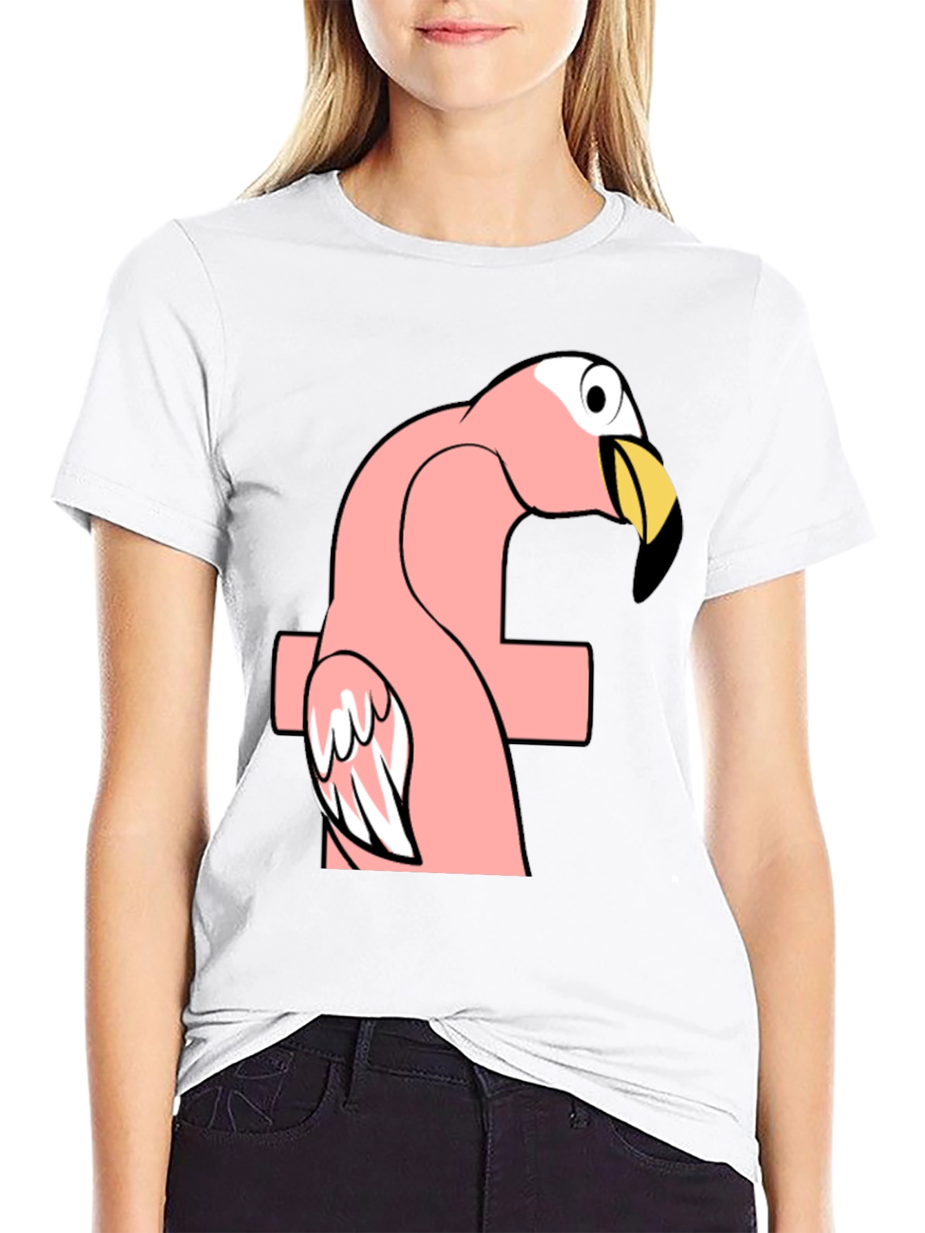 Funny Flamingo F Black T-Shirt