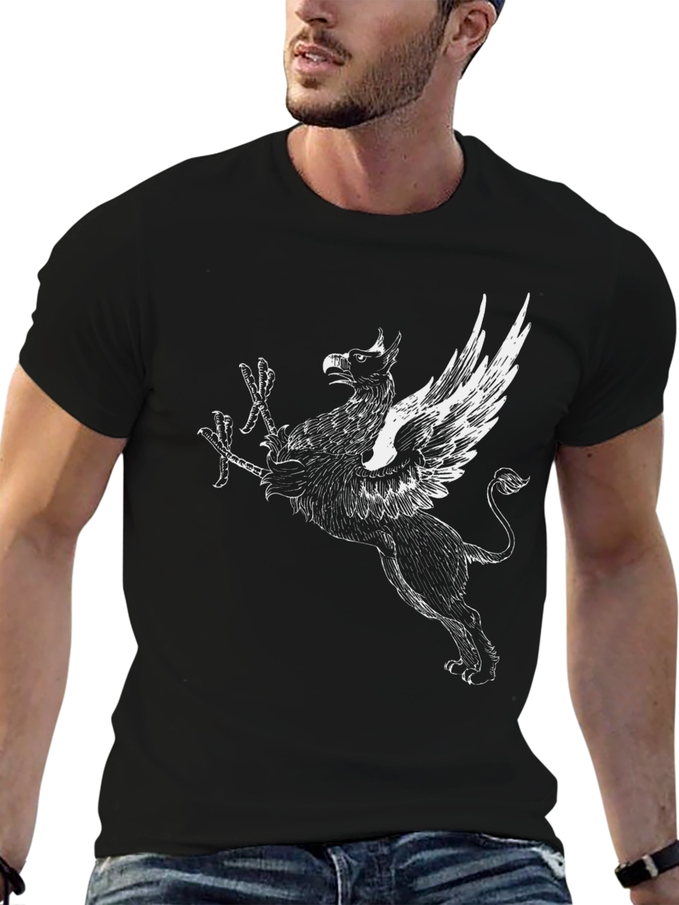 Griffin Graphic Print Black T-Shirt