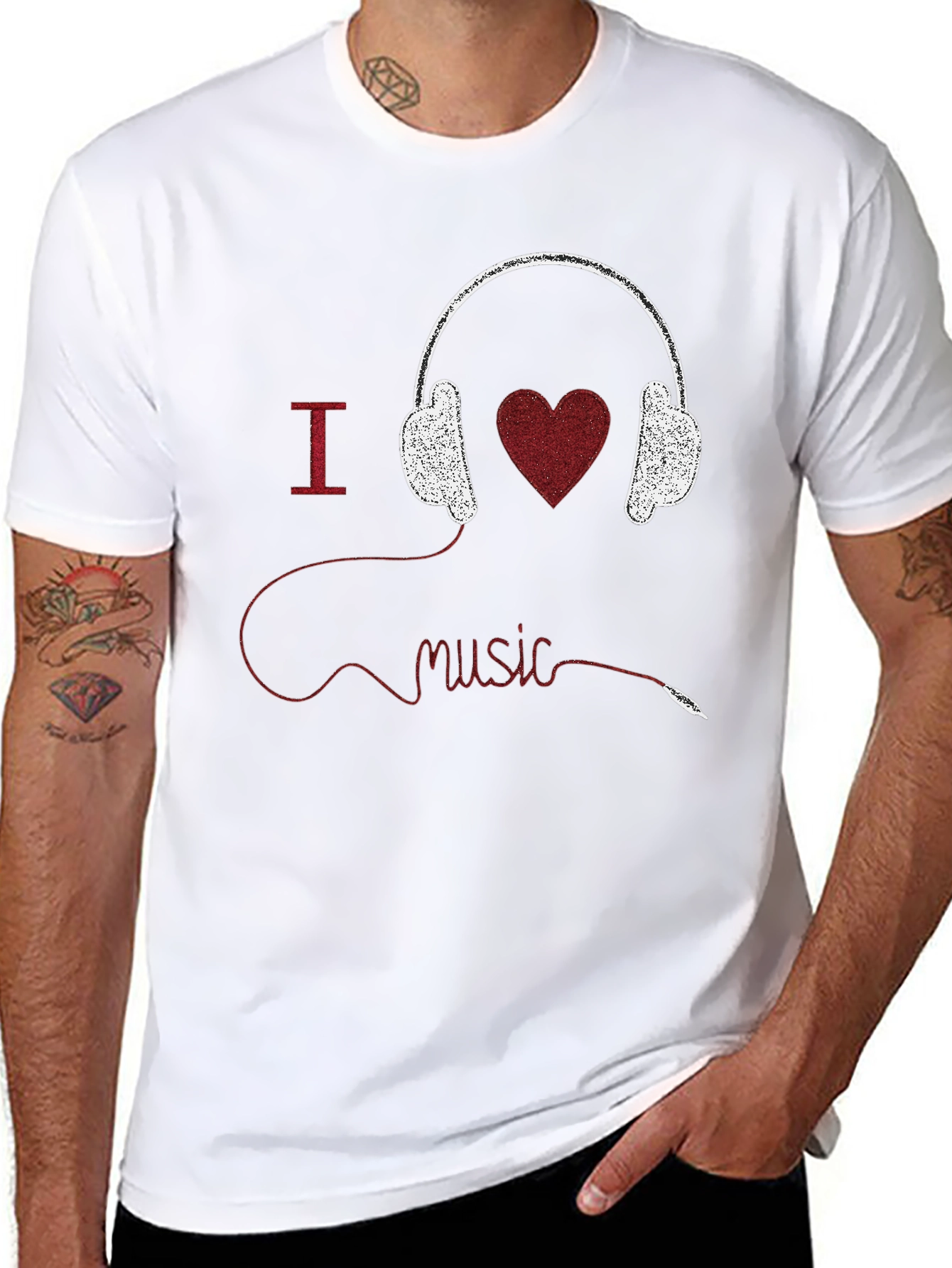 I Heart Music Graphic Tee - Black