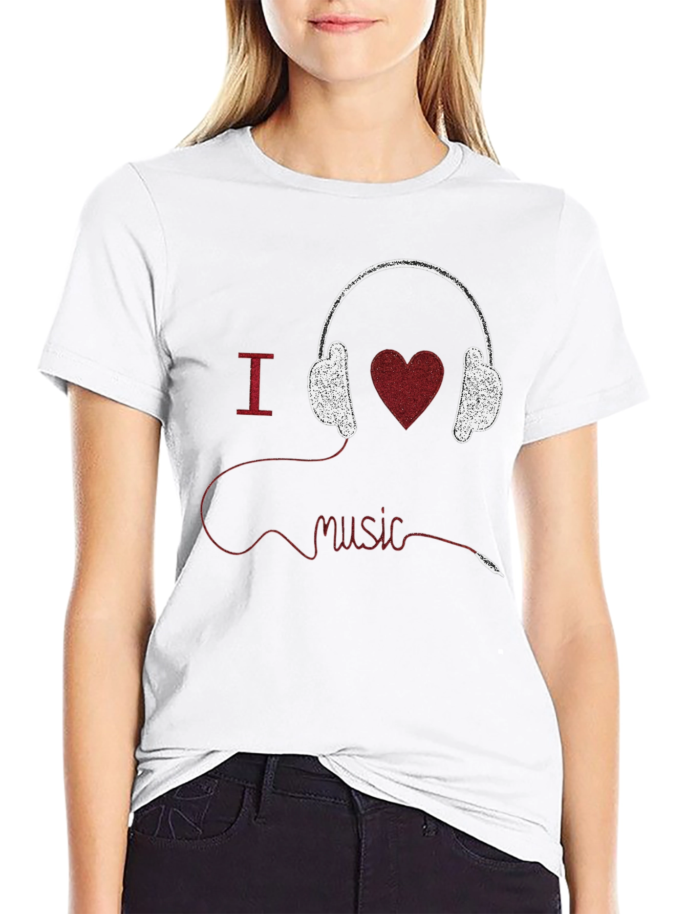 I Heart Music Graphic Tee - Black