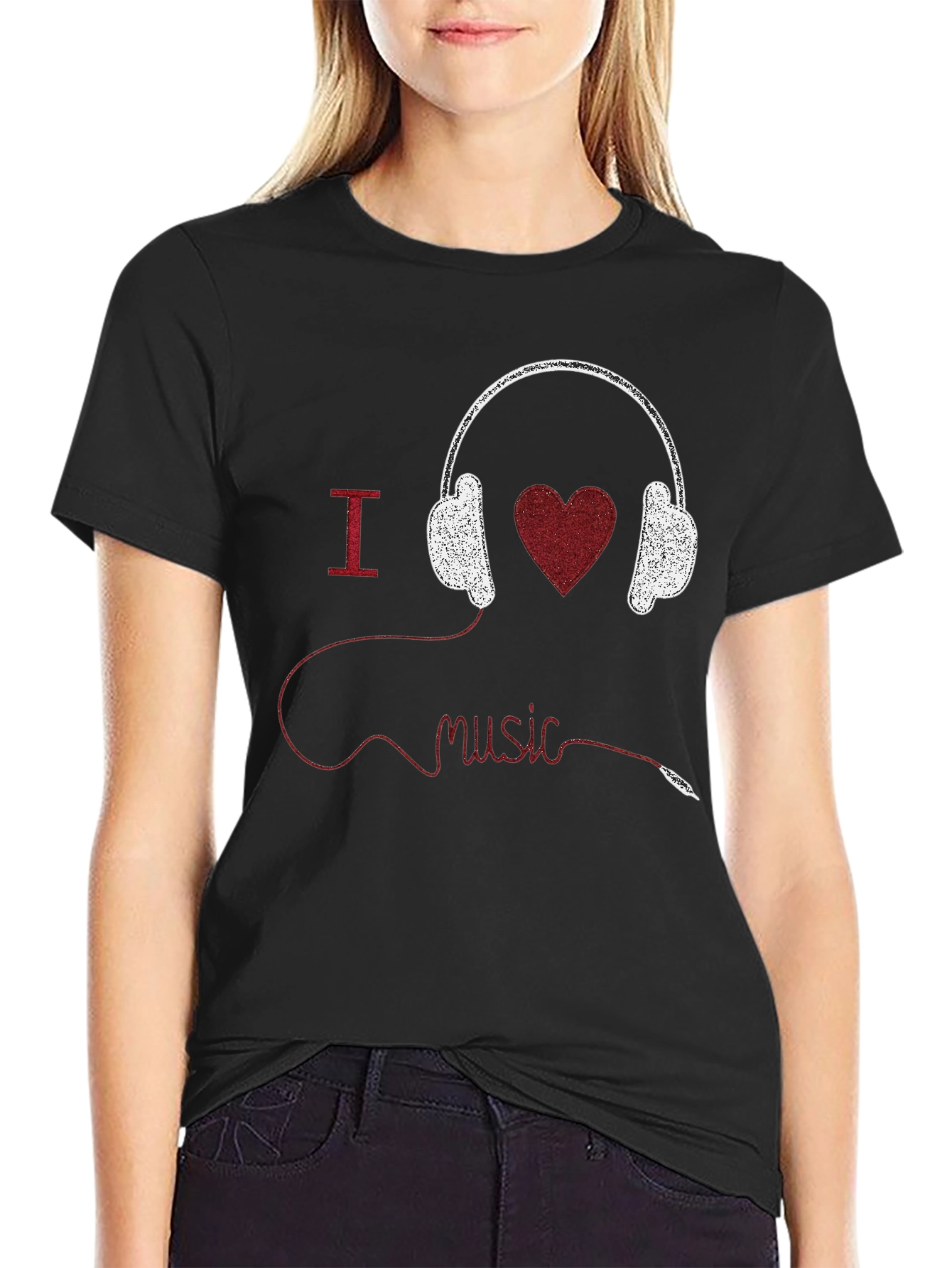 I Heart Music Graphic Tee - Black