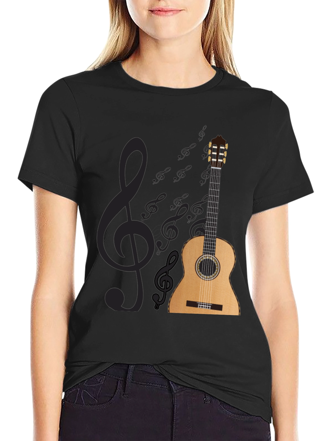Guitar & Musical Notes Graphic Tee