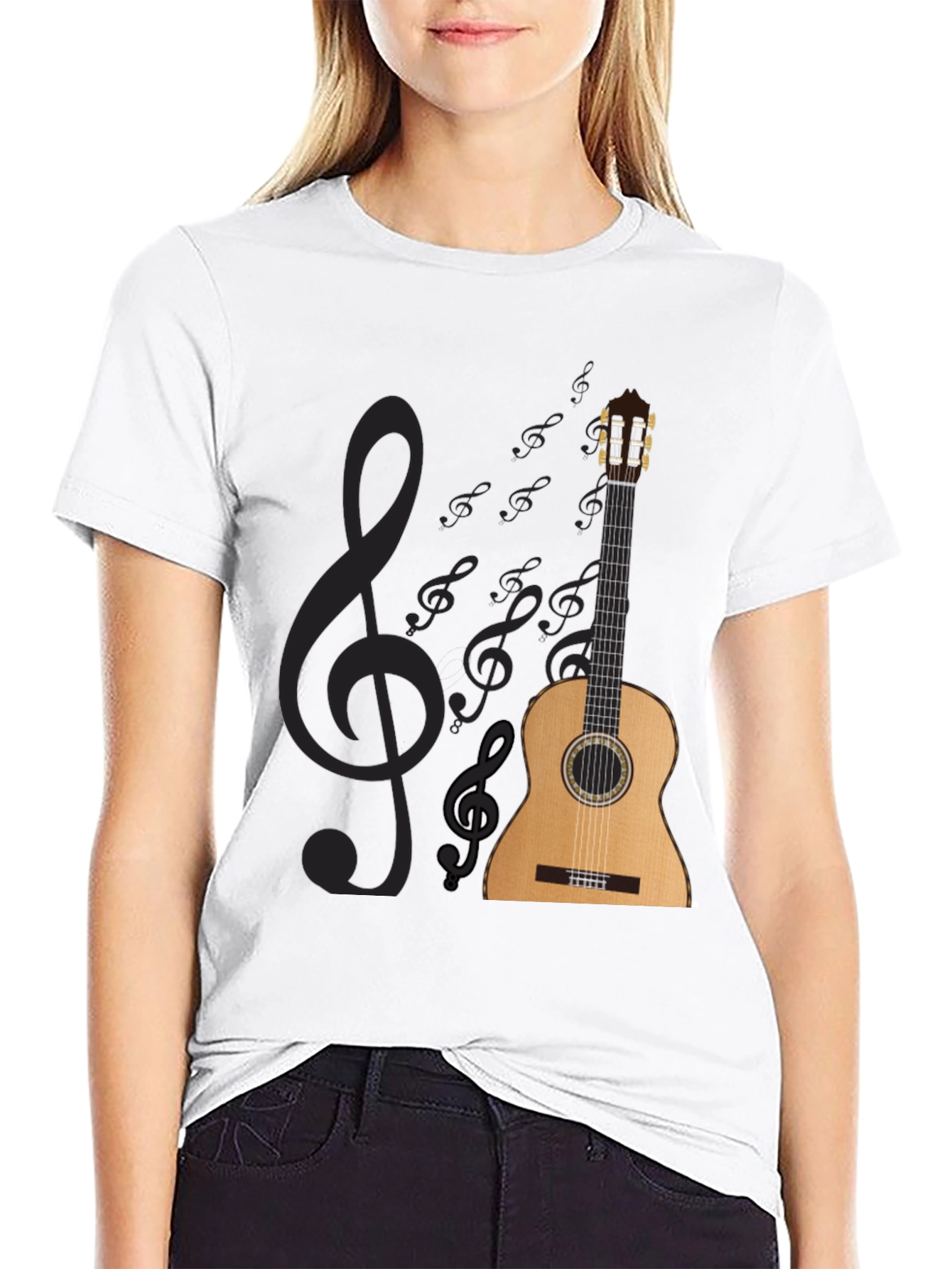 Guitar & Musical Notes Graphic Tee