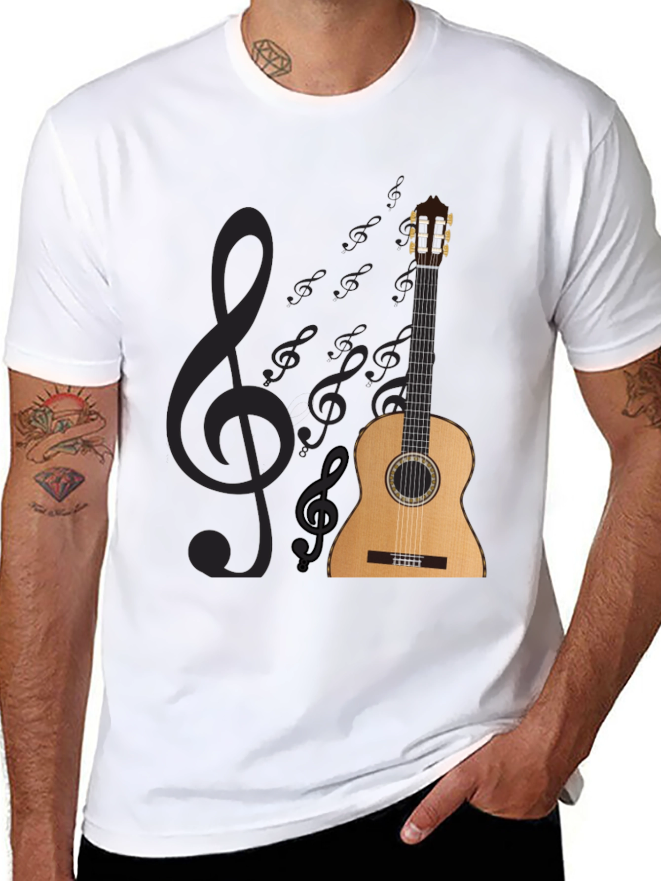 Guitar & Musical Notes Graphic Tee