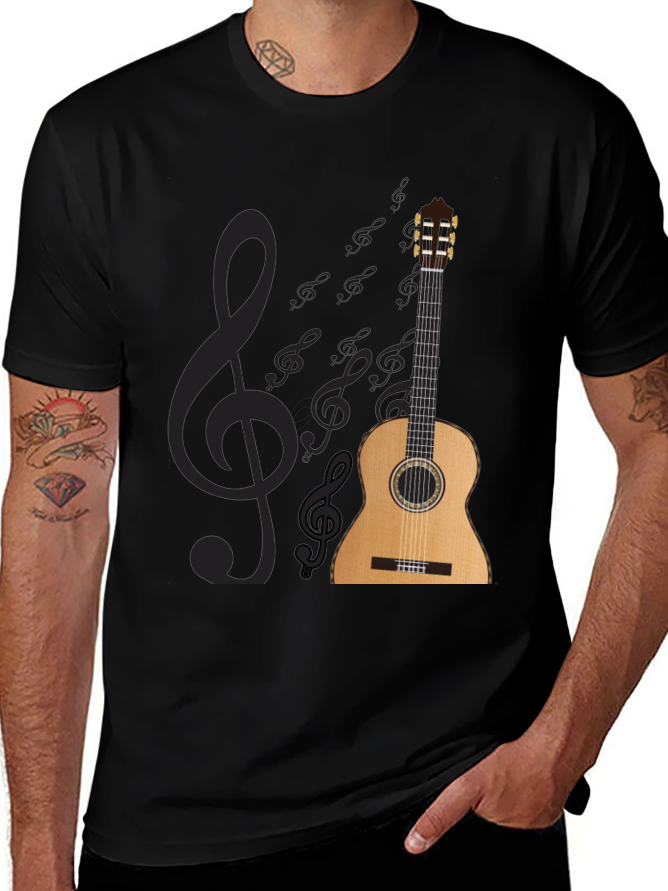 Guitar & Musical Notes Graphic Tee