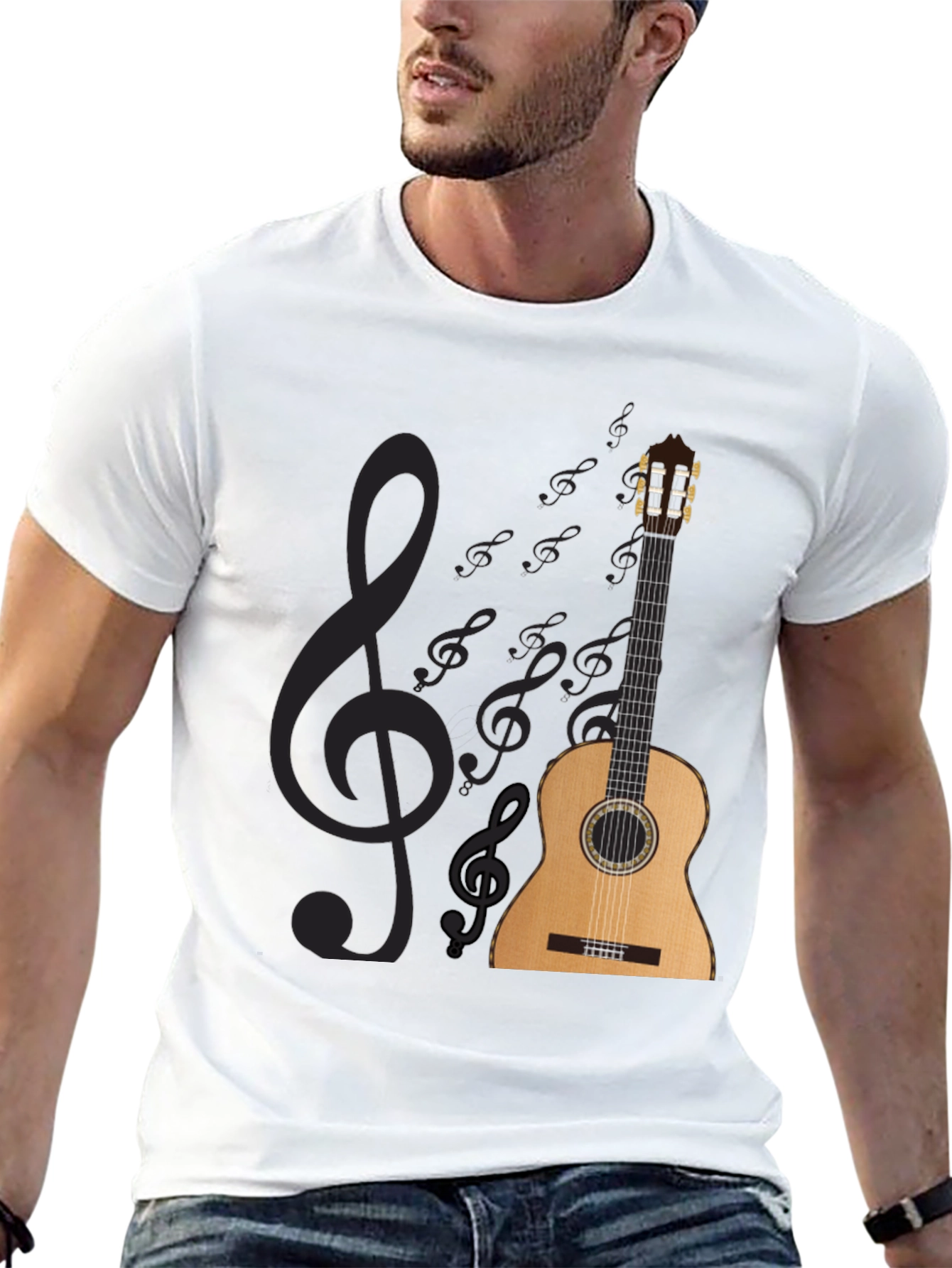 Guitar & Musical Notes Graphic Tee