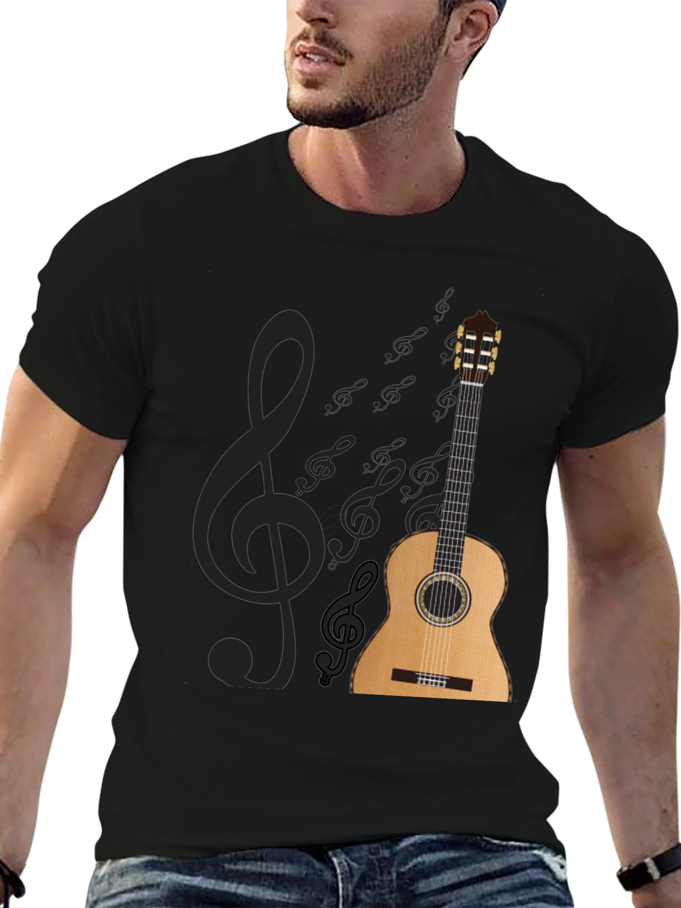 Guitar & Musical Notes Graphic Tee