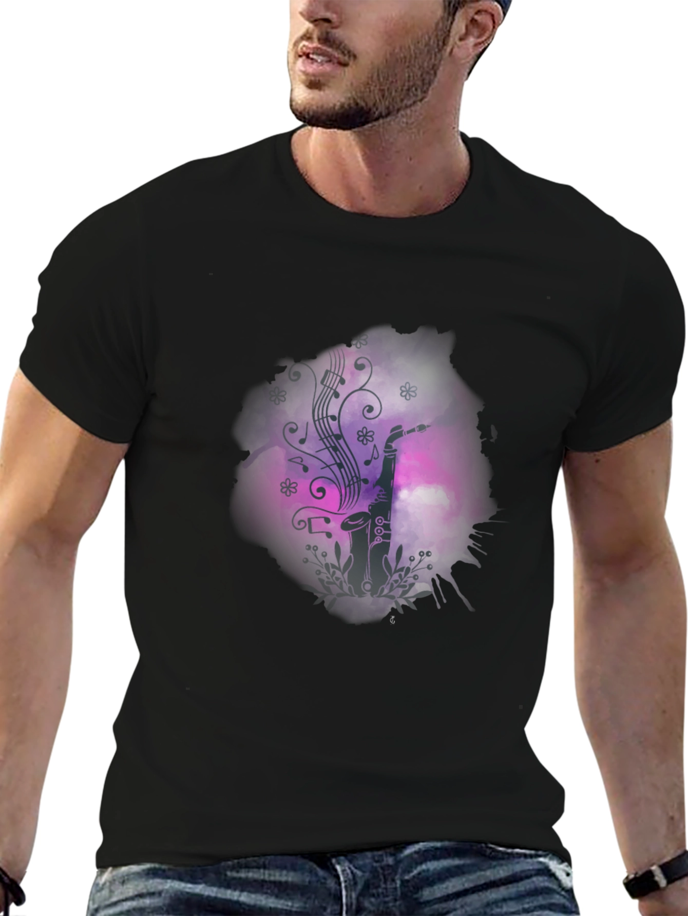 Saxophone Music Graphic Print T-Shirt