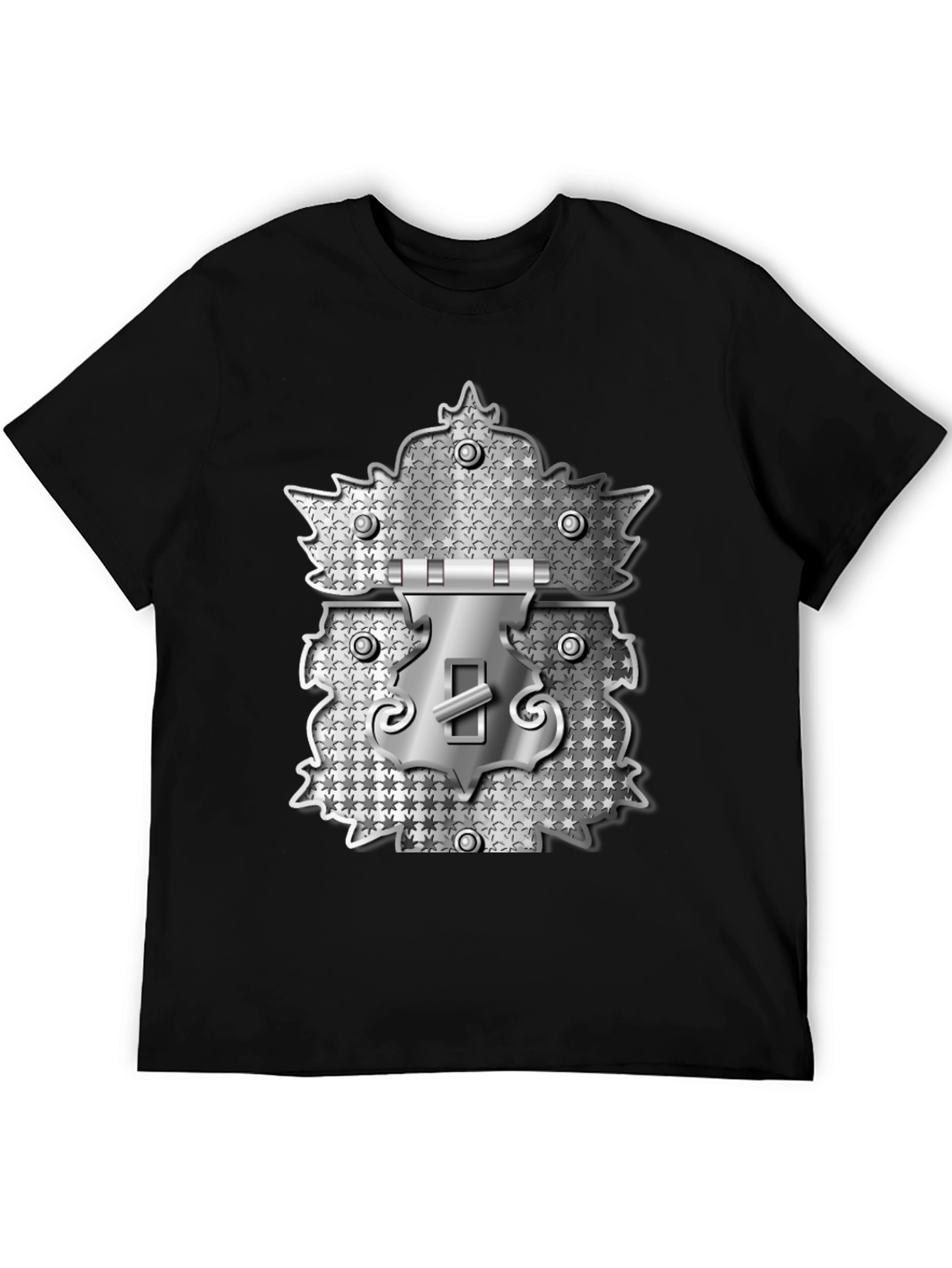 Novelty Lock Graphic Print Black T-Shirt
