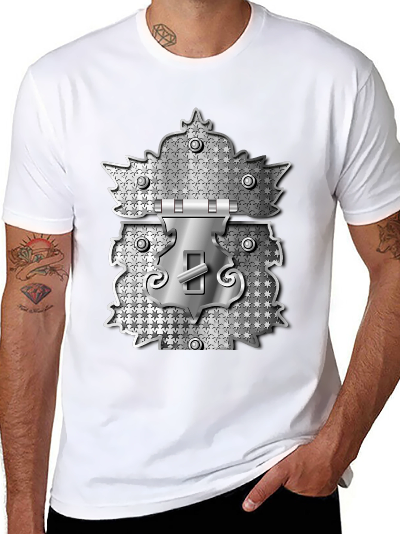 Novelty Lock Graphic Print Black T-Shirt