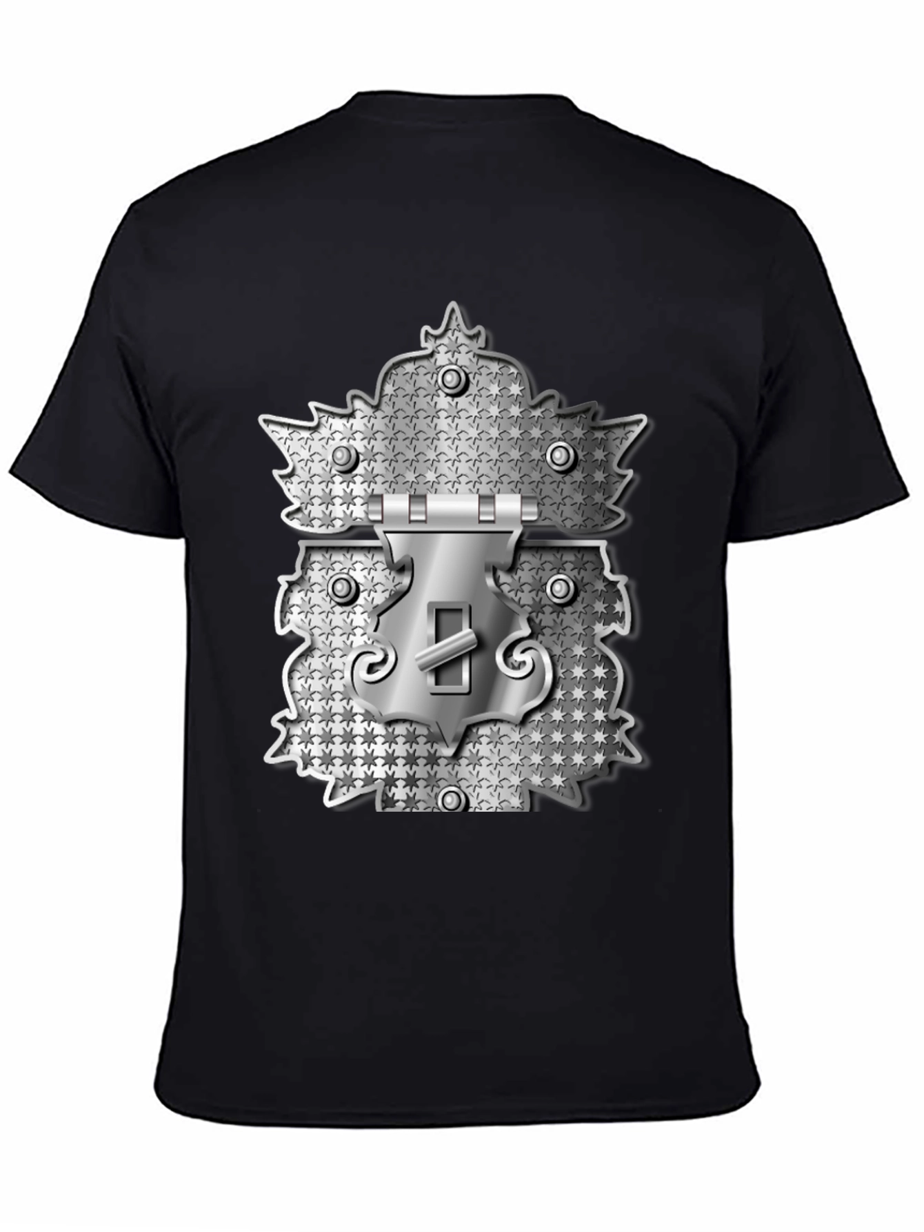 Novelty Lock Graphic Print Black T-Shirt