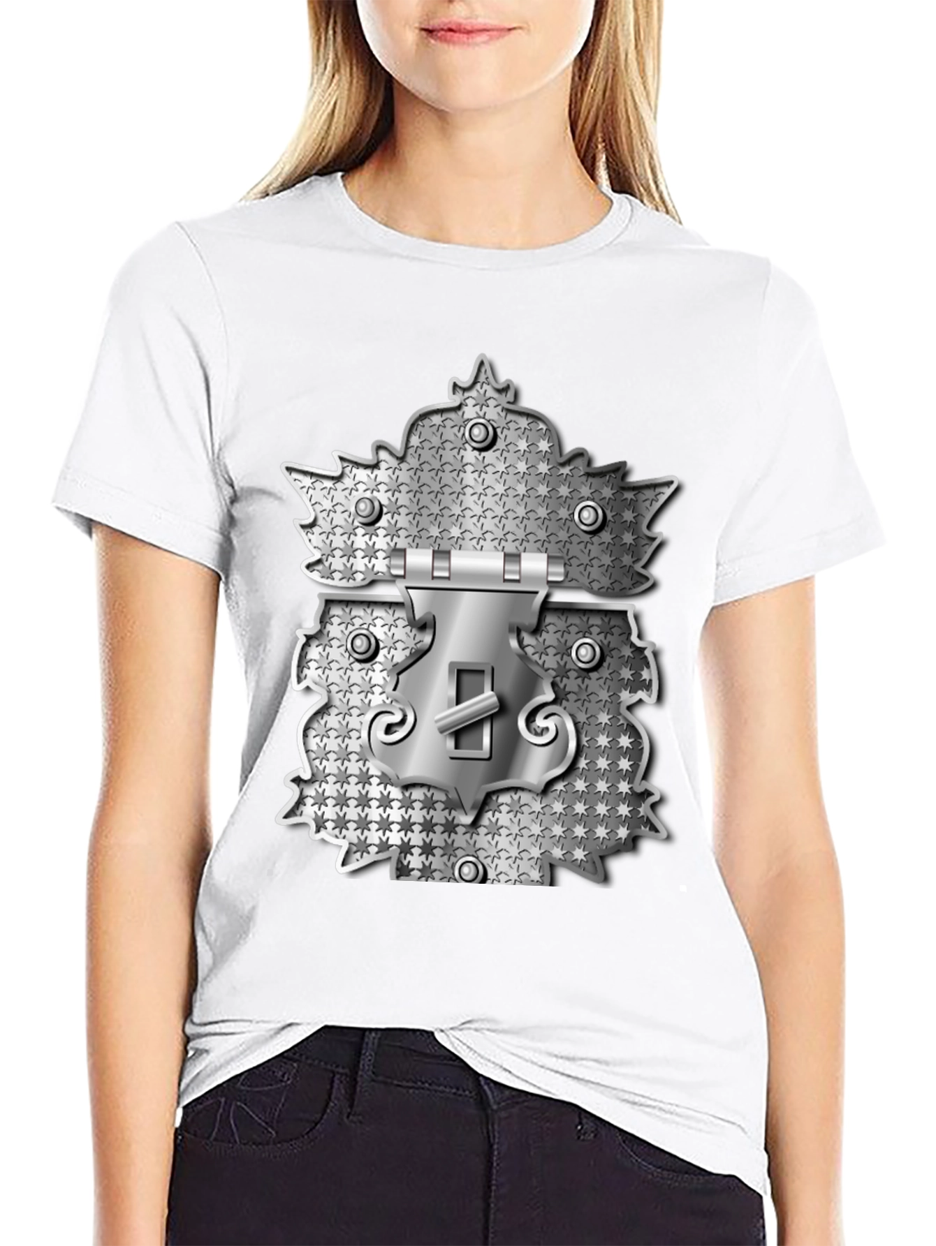 Novelty Lock Graphic Print Black T-Shirt