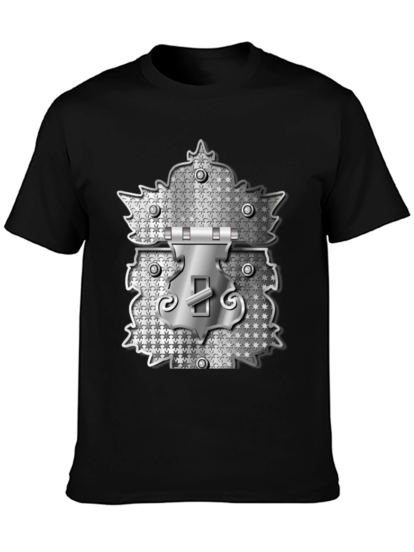 Novelty Lock Graphic Print Black T-Shirt