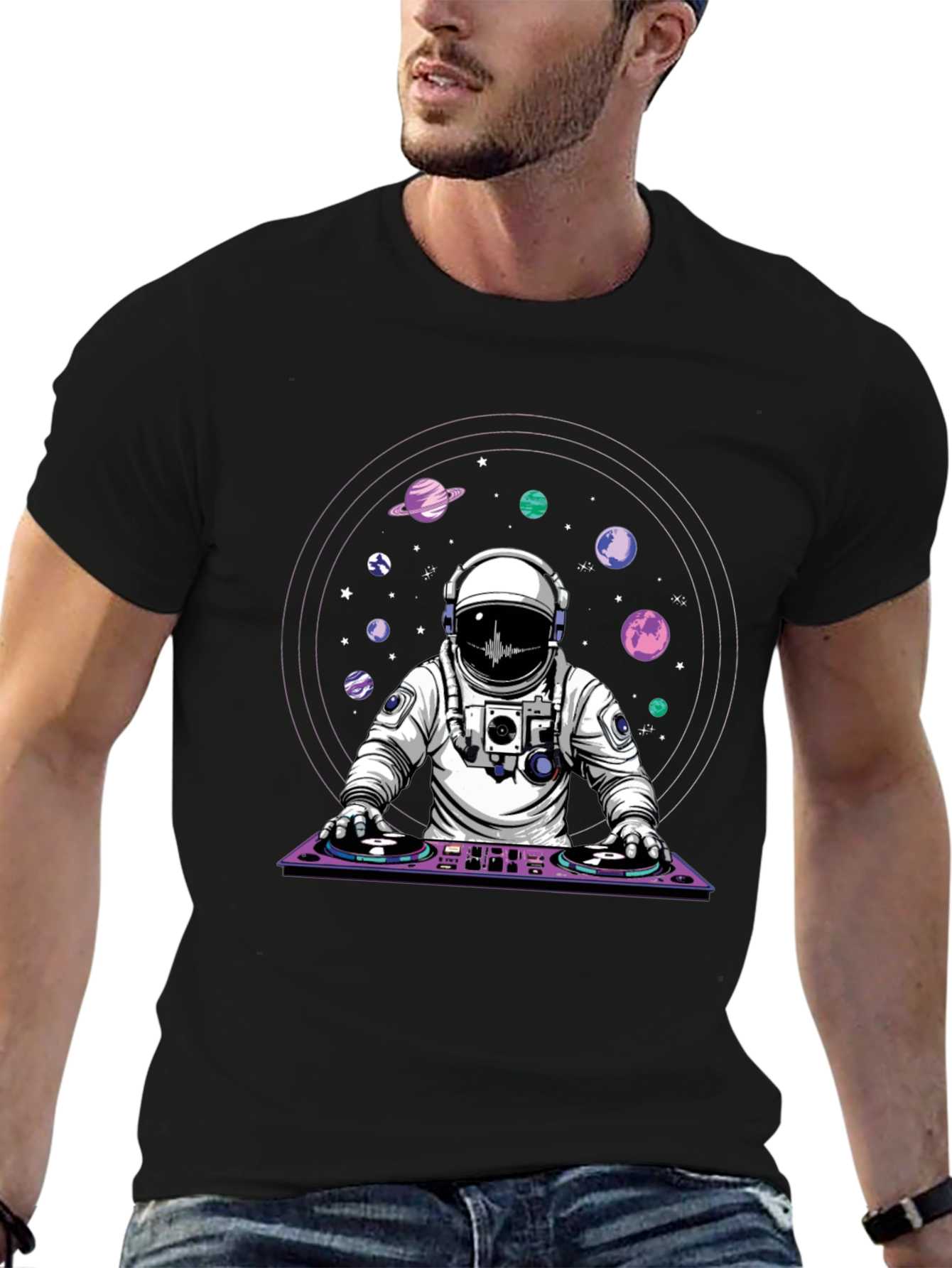 Astronaut DJ Graphic T-Shirt - Space Music Tee