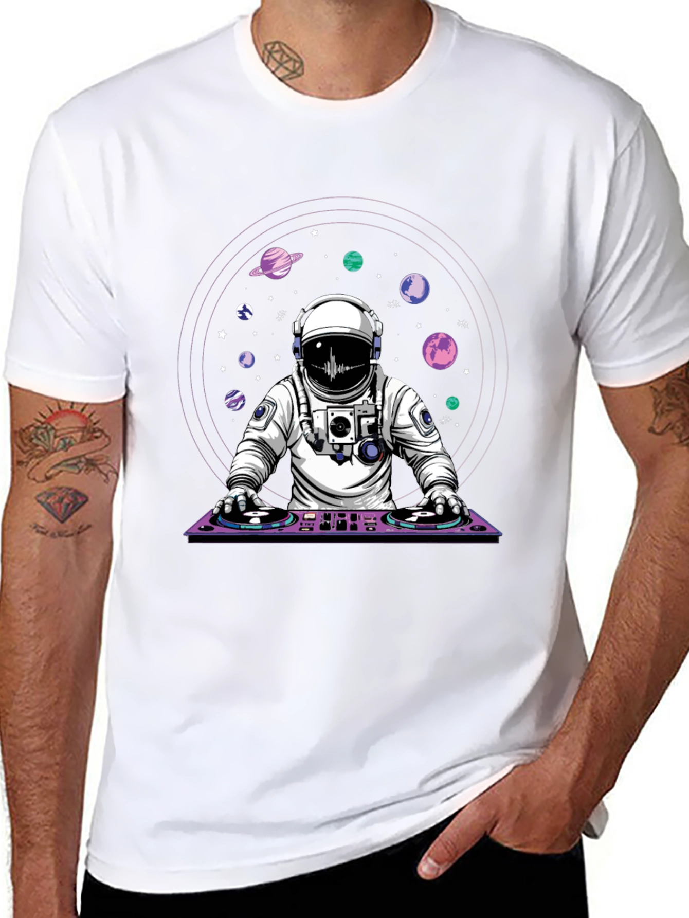 Astronaut DJ Graphic T-Shirt - Space Music Tee