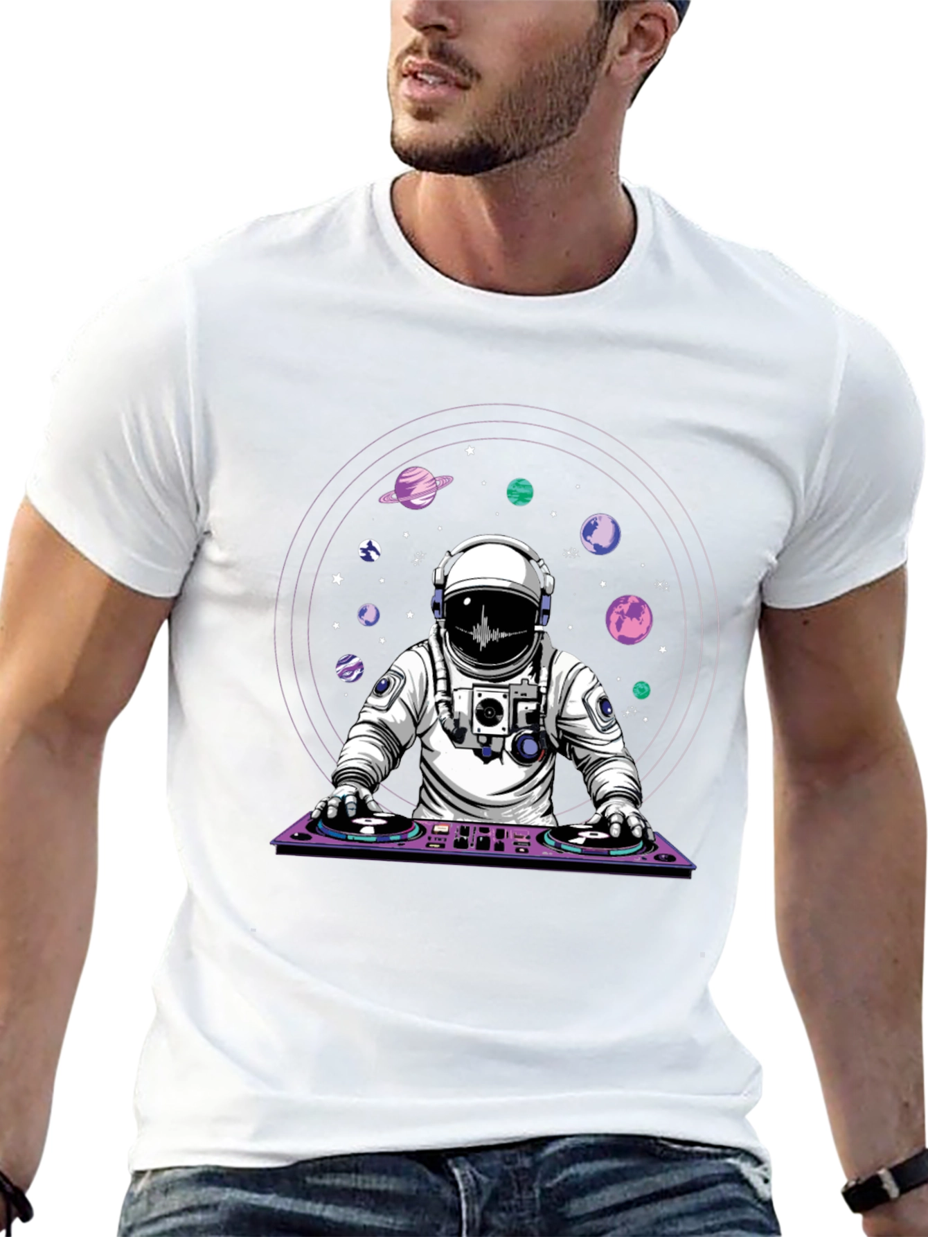 Astronaut DJ Graphic T-Shirt - Space Music Tee