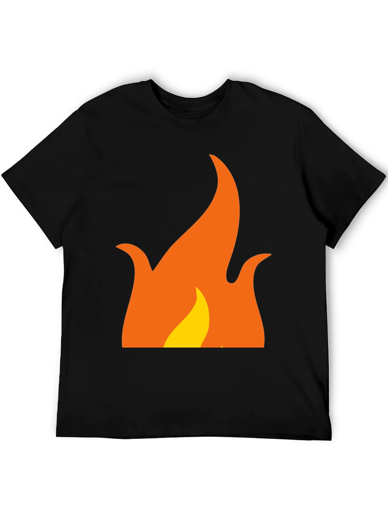 Flame Graphic Tee - Black Cotton Casual Shirt