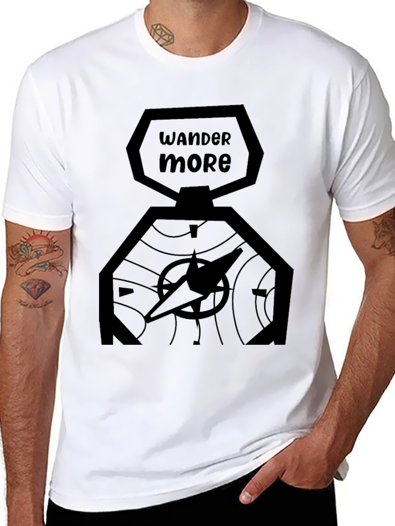 Wander More Black Graphic T-Shirt