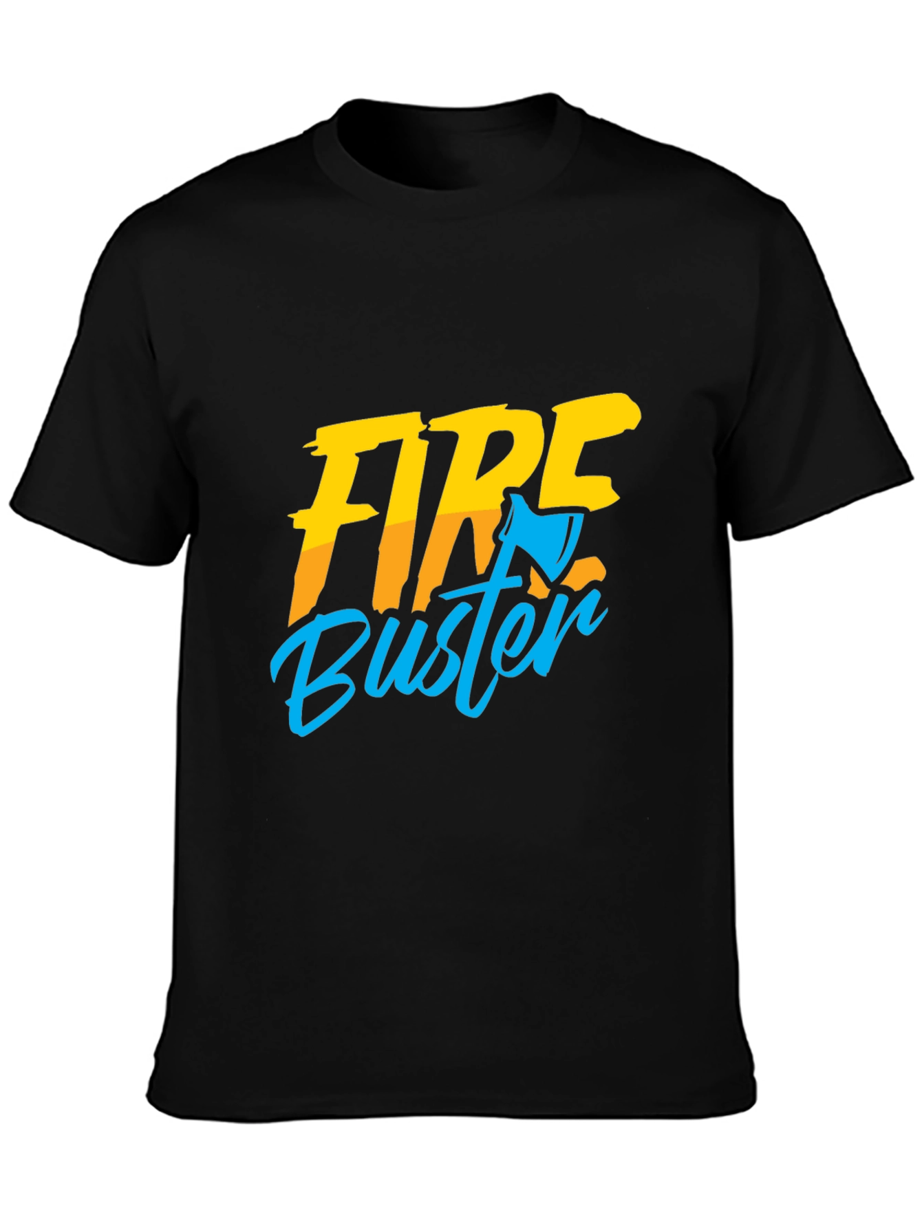 Fire Buster Graphic Tee - Black Cotton T-Shirt