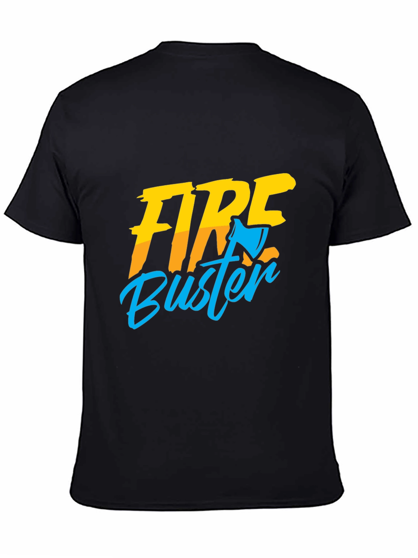 Fire Buster Graphic Tee - Black Cotton T-Shirt