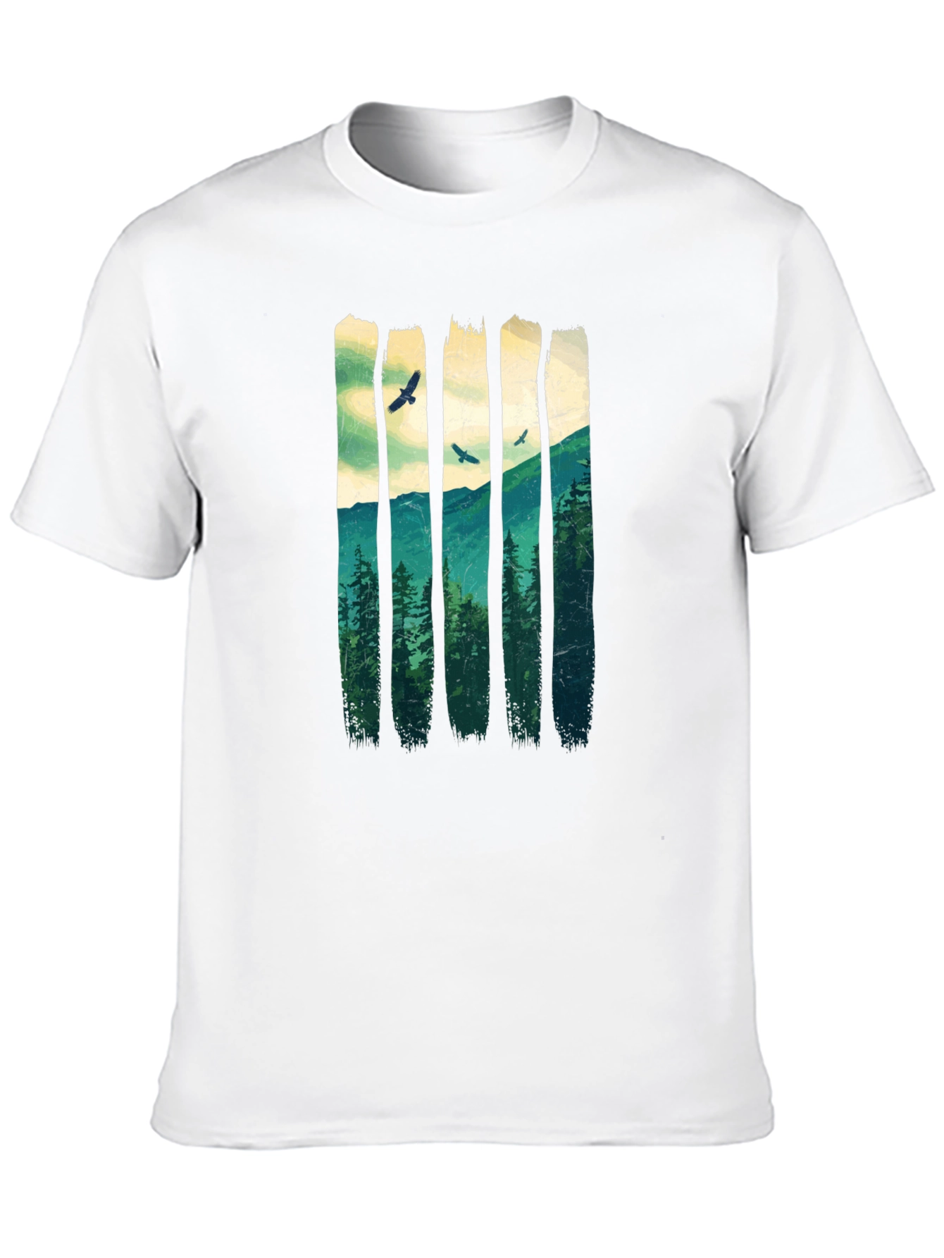 Nature Forest T-Shirt: Mountain and Birds