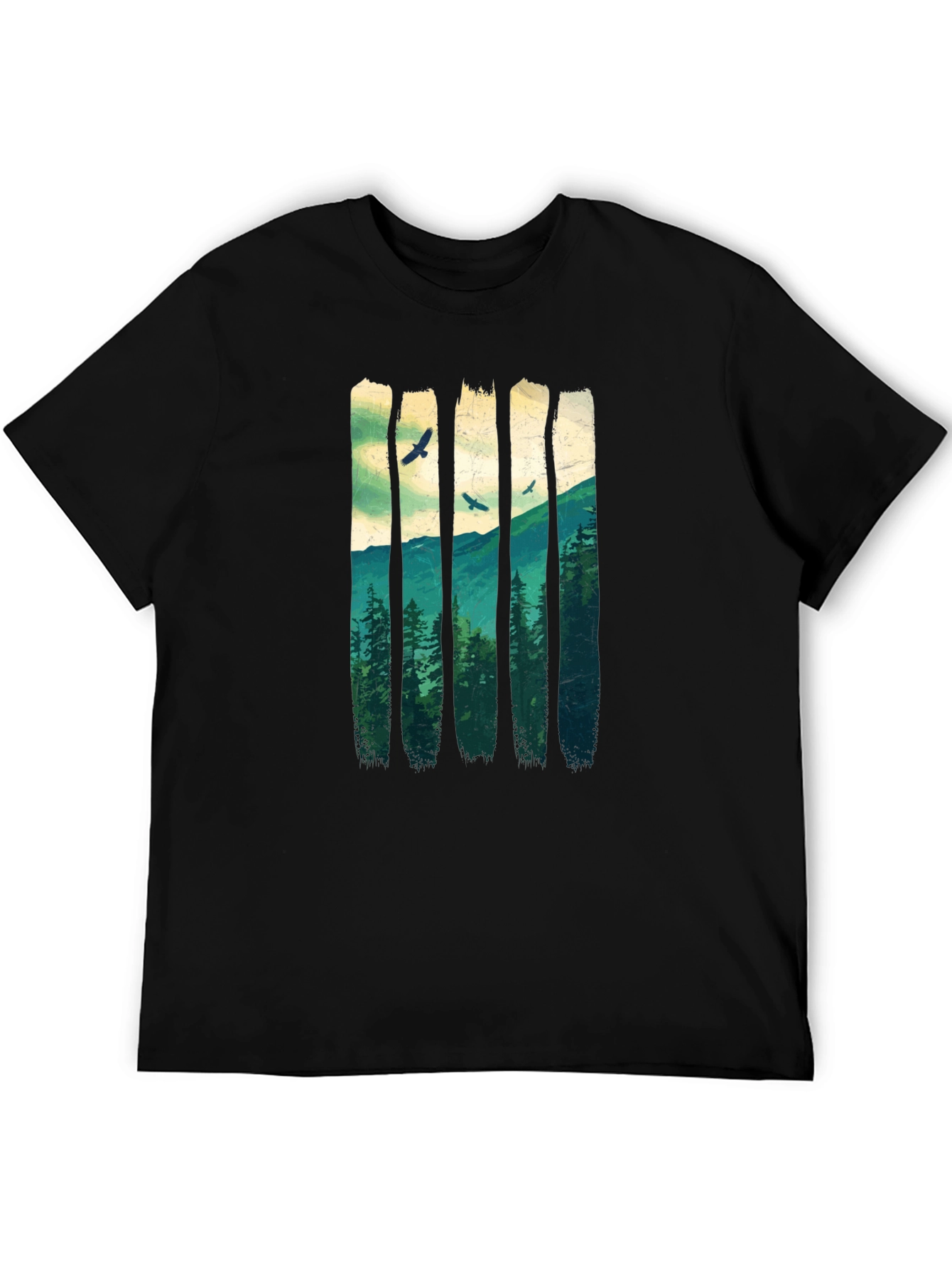 Nature Forest T-Shirt: Mountain and Birds
