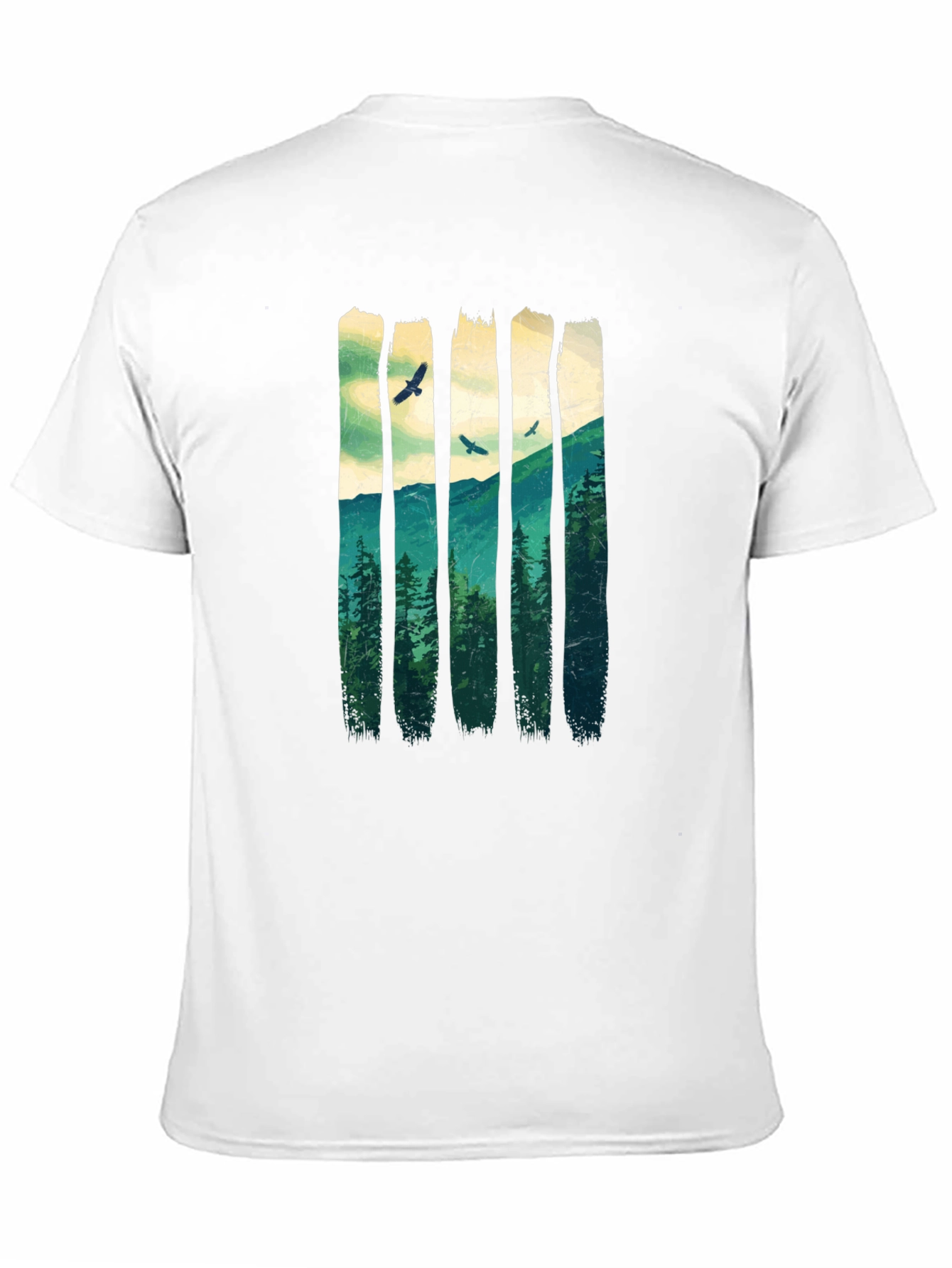 Nature Forest T-Shirt: Mountain and Birds