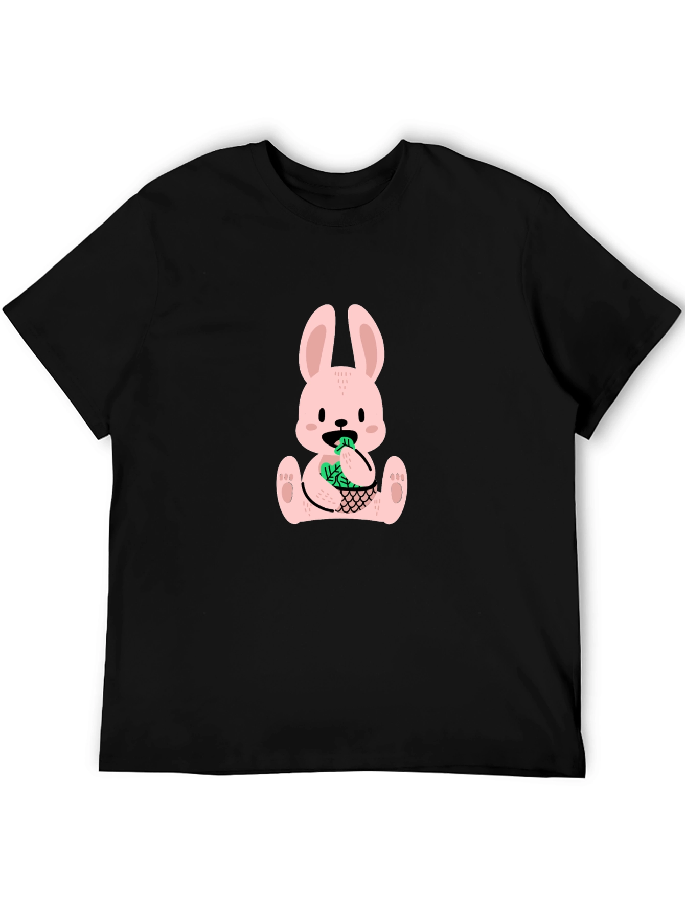 Funny Bunny Graphic Tee - Black Cotton T-Shirt