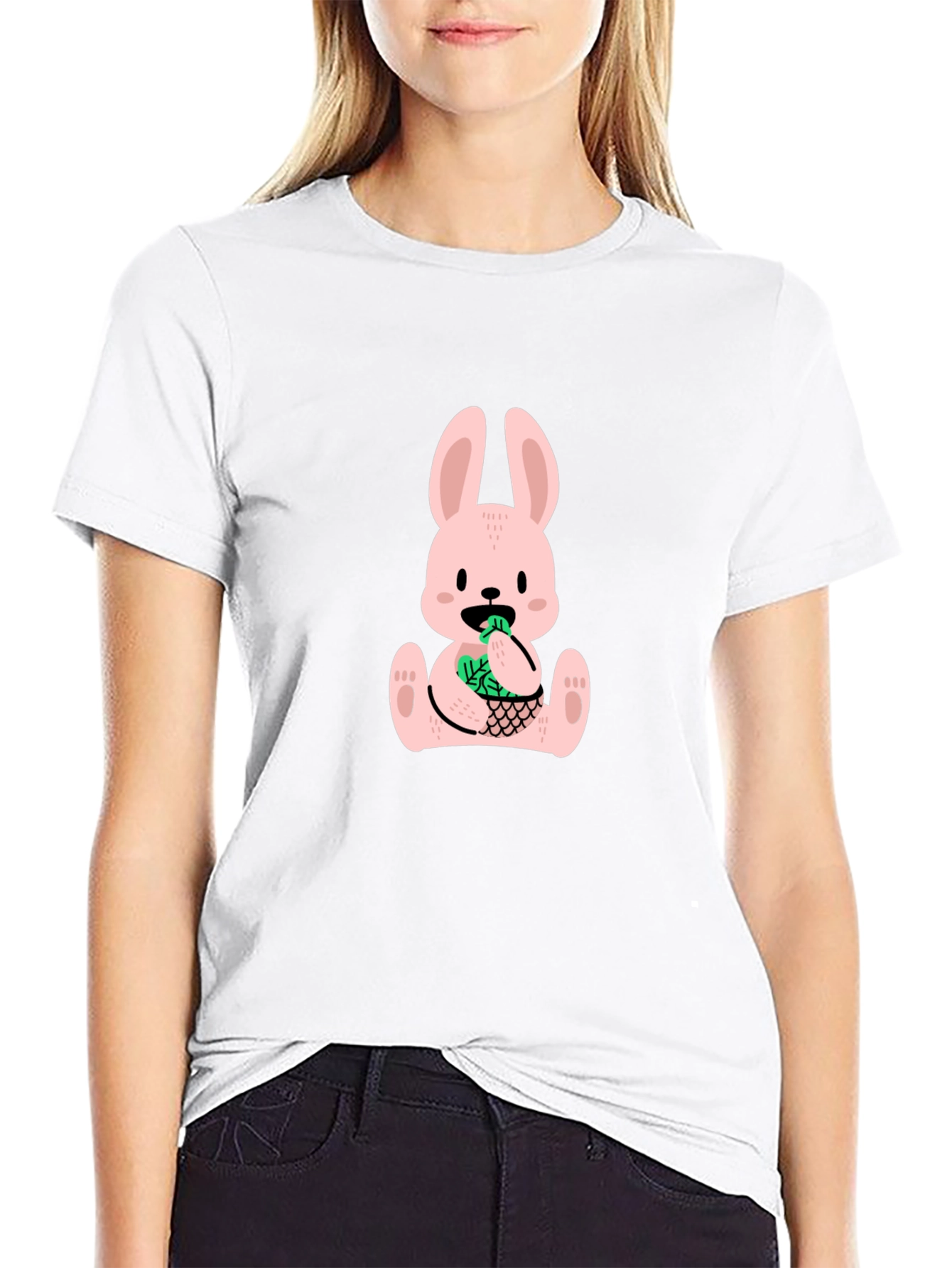 Funny Bunny Graphic Tee - Black Cotton T-Shirt