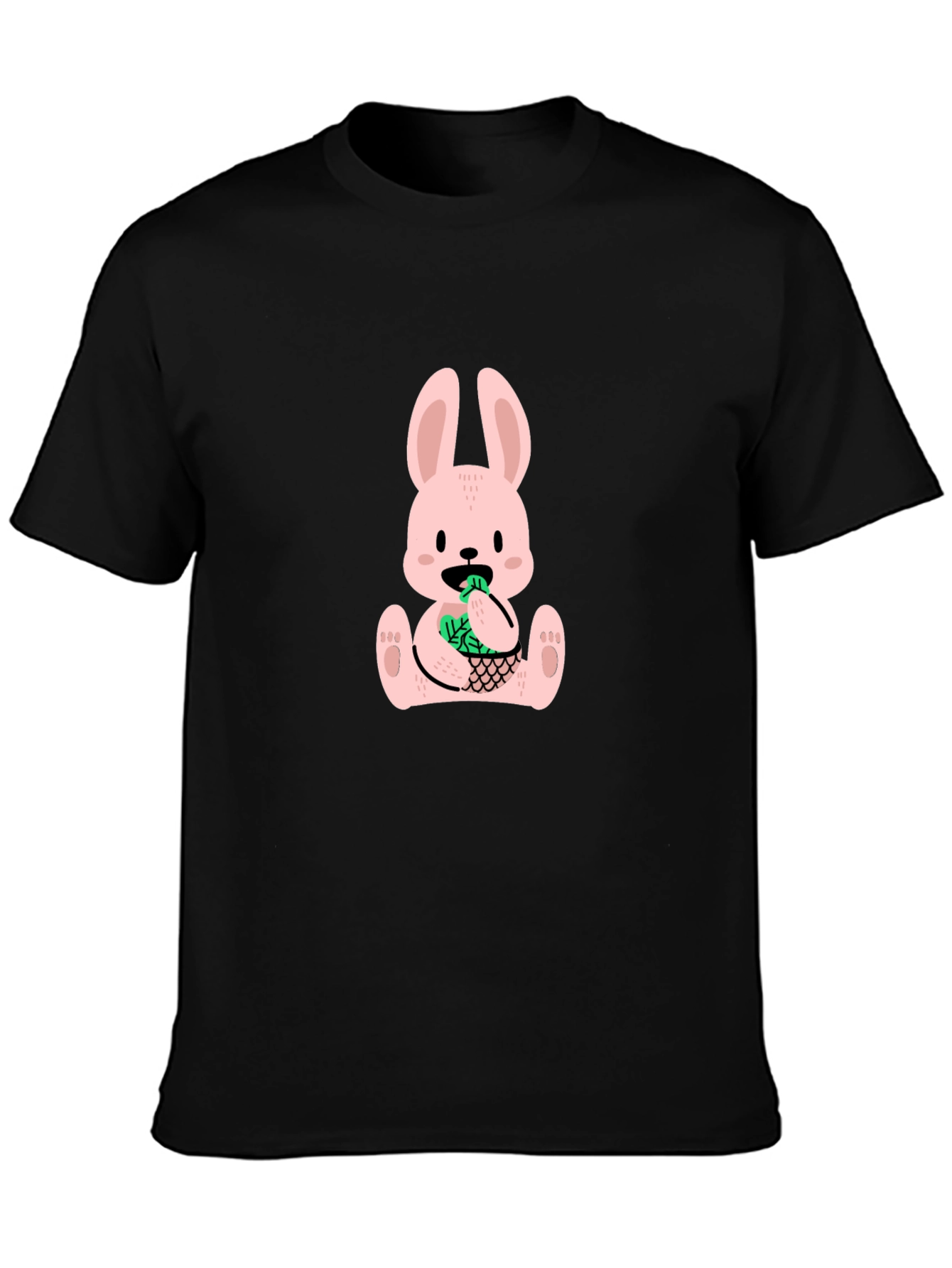 Funny Bunny Graphic Tee - Black Cotton T-Shirt