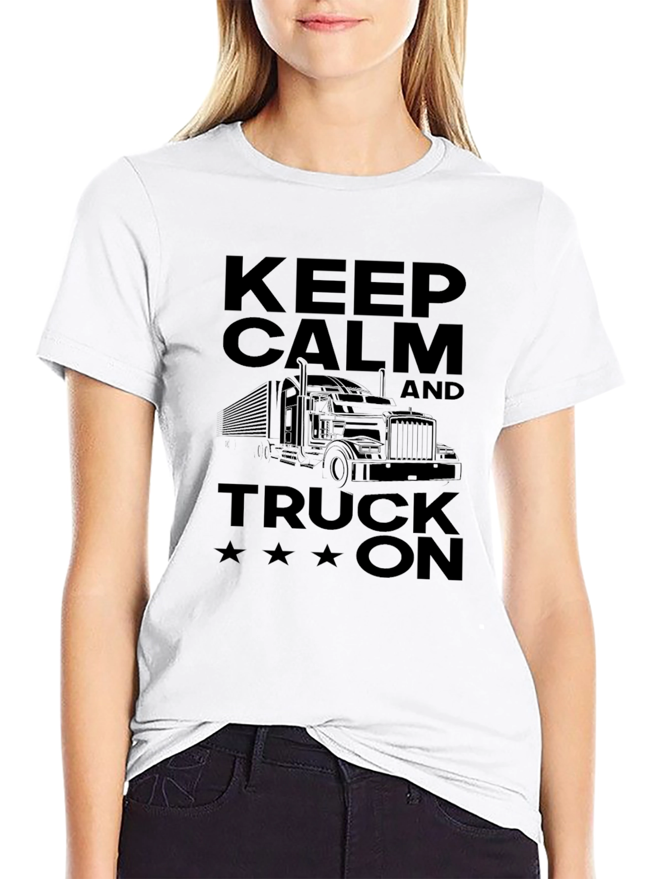 Keep Calm and Truck On Mens Black T-Shirt