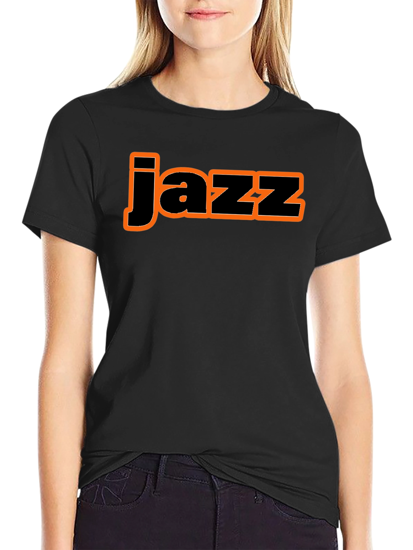 Jazz T-Shirt - Black with Orange Outline