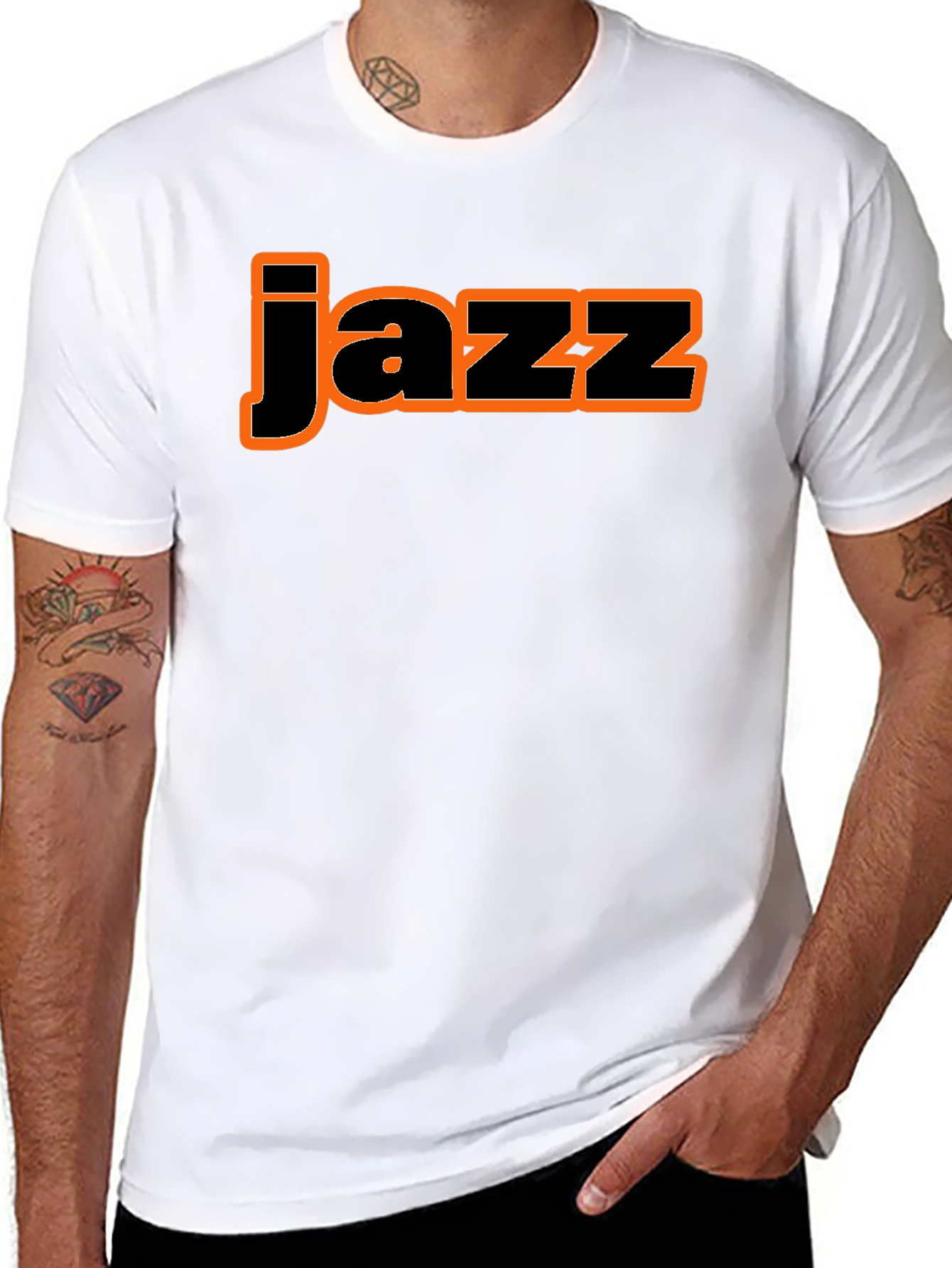 Jazz T-Shirt - Black with Orange Outline