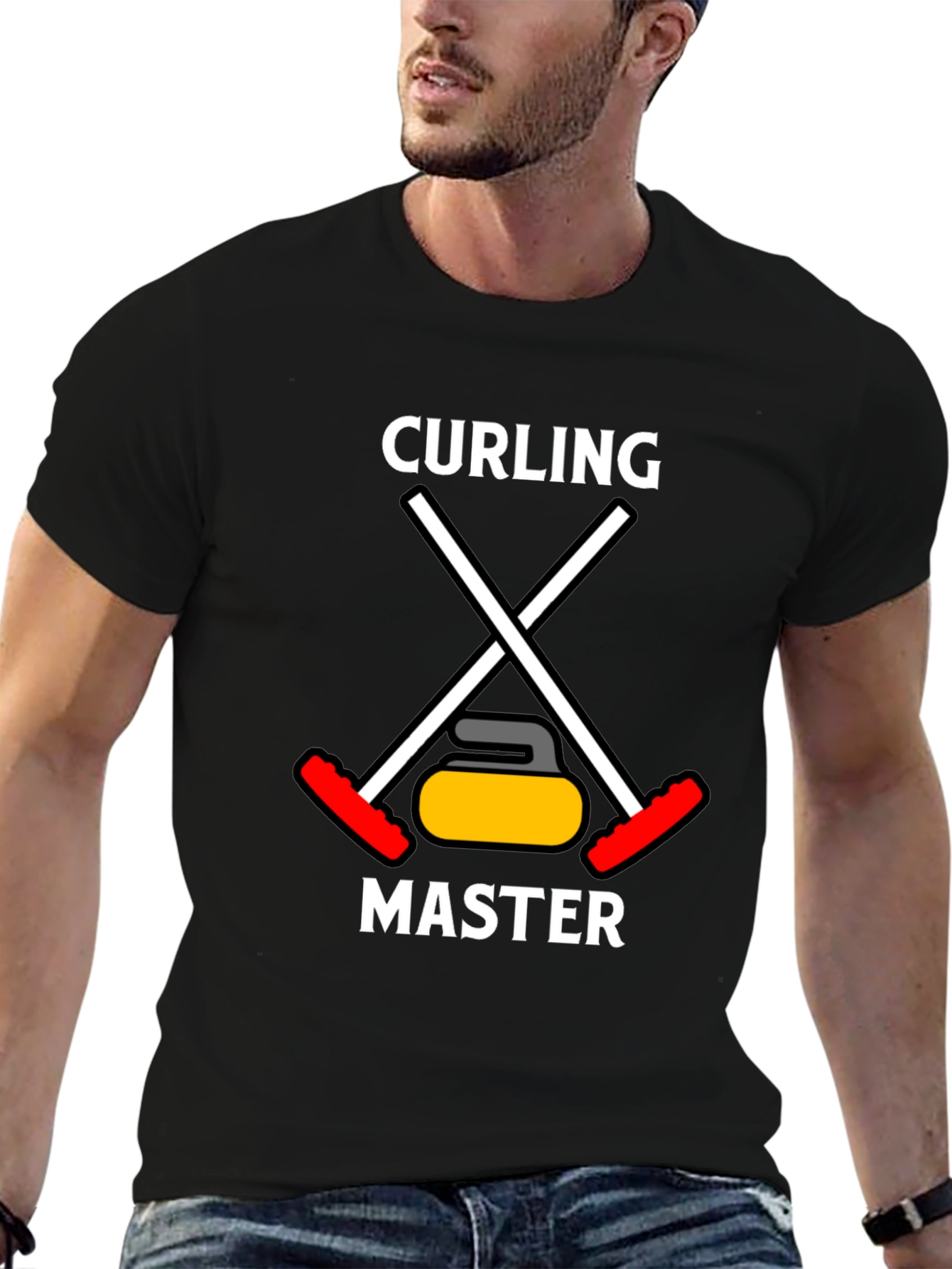 Curling Master Graphic T-Shirt -  Black